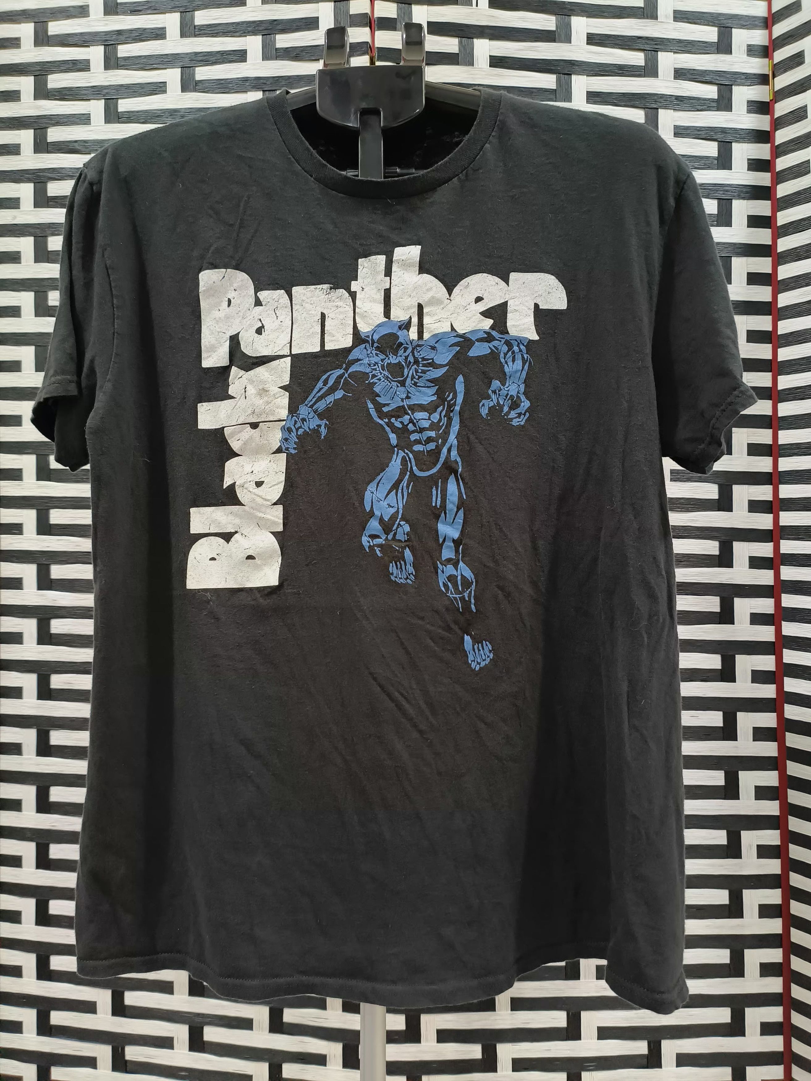 image of Cartoon Network x Marvel Comics Black Panther Marvel Tee in Faded Black, Men's (Size Large)