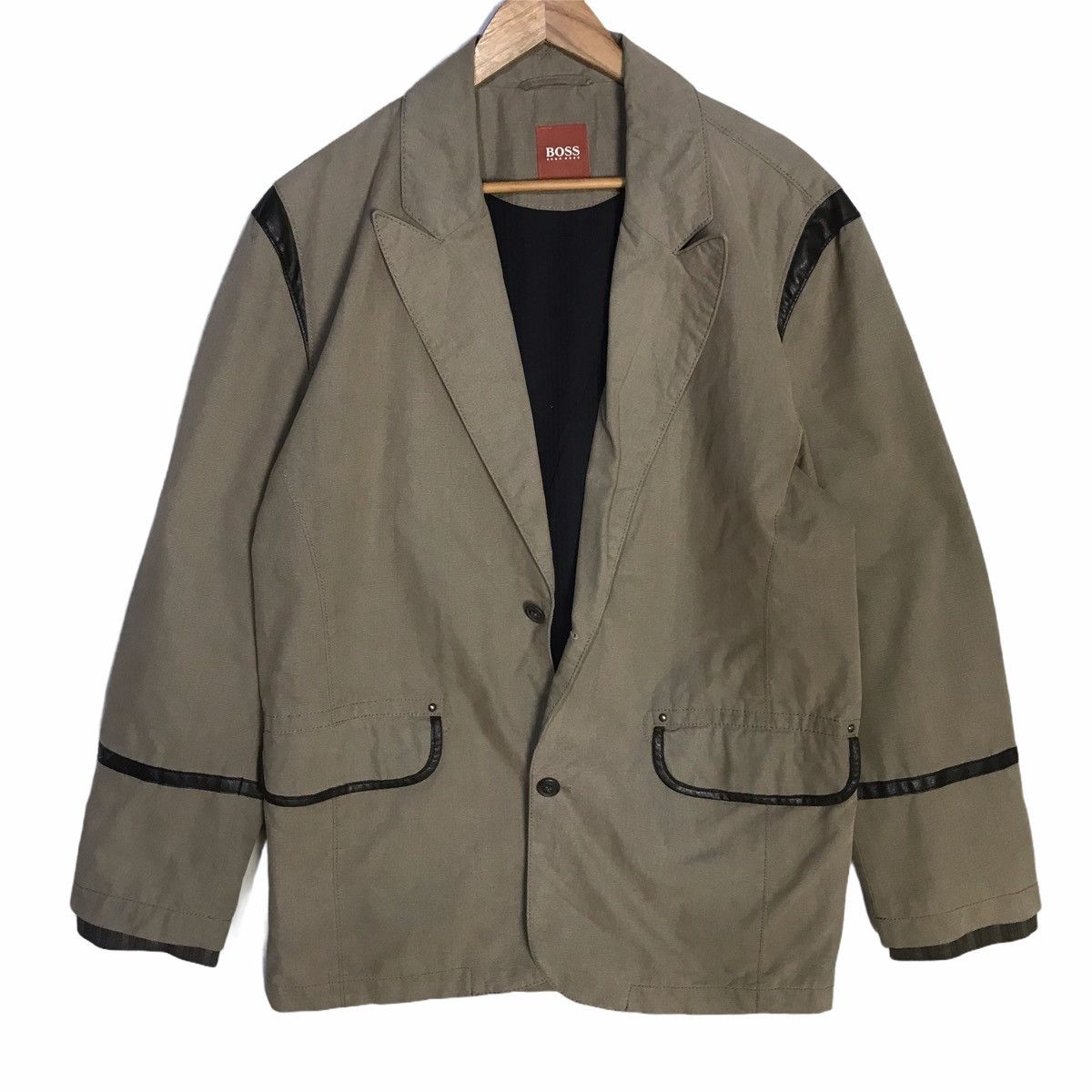 Hugo boss leather lining long jacket
