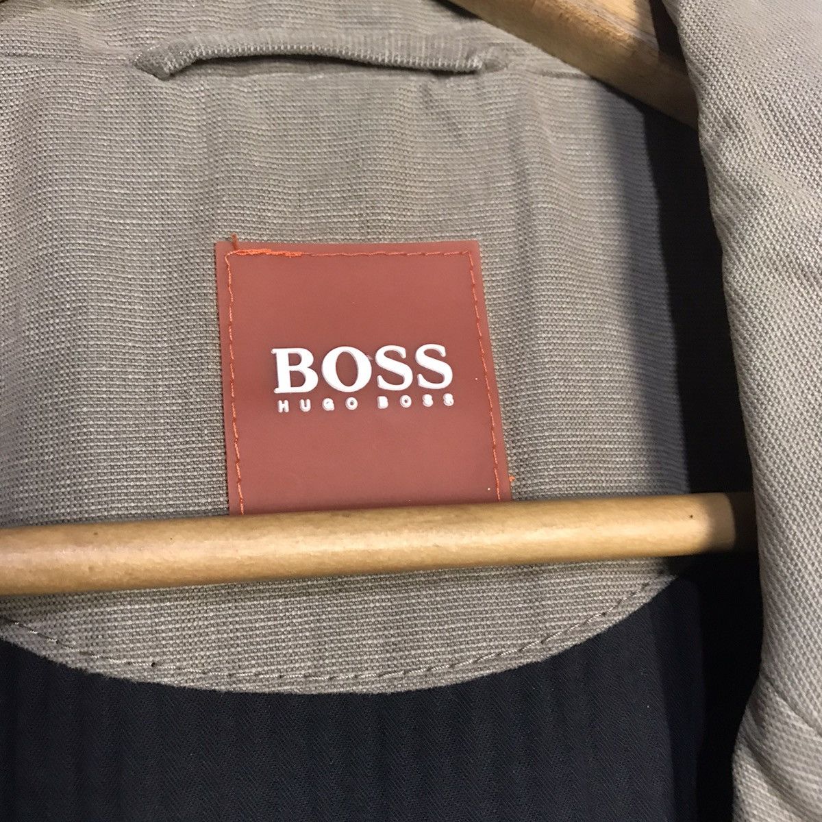 Hugo boss leather lining long jacket