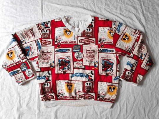 Disney Vintage 80s Mickey Mouse Reversible Sweatshirt Full Print Size US L / EU 52-54 / 3 - 5 Thumbnail