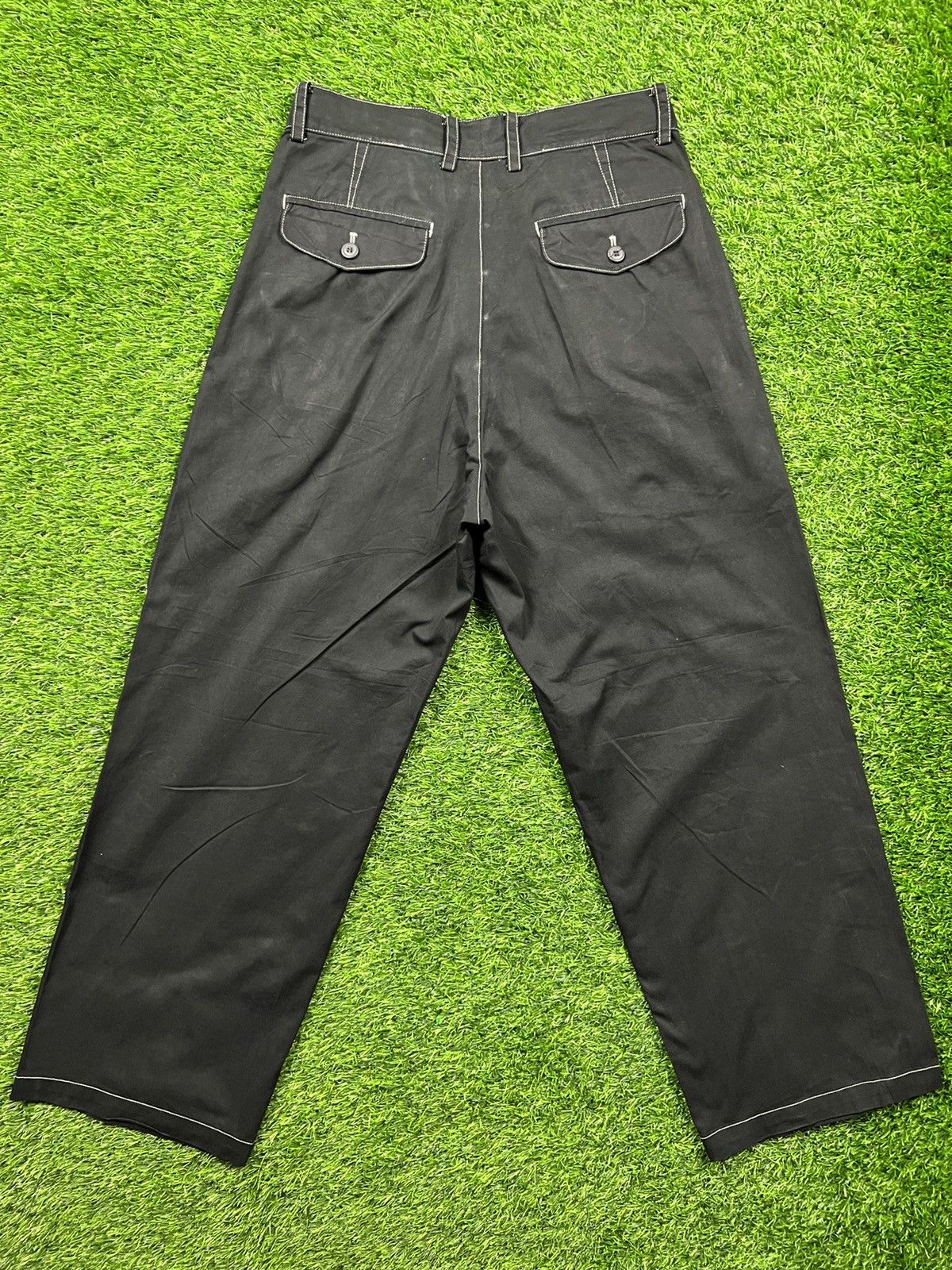 Designer (J279) issey miyake men - black trouser with white stitch Size US 30 / EU 46 - 9 Thumbnail