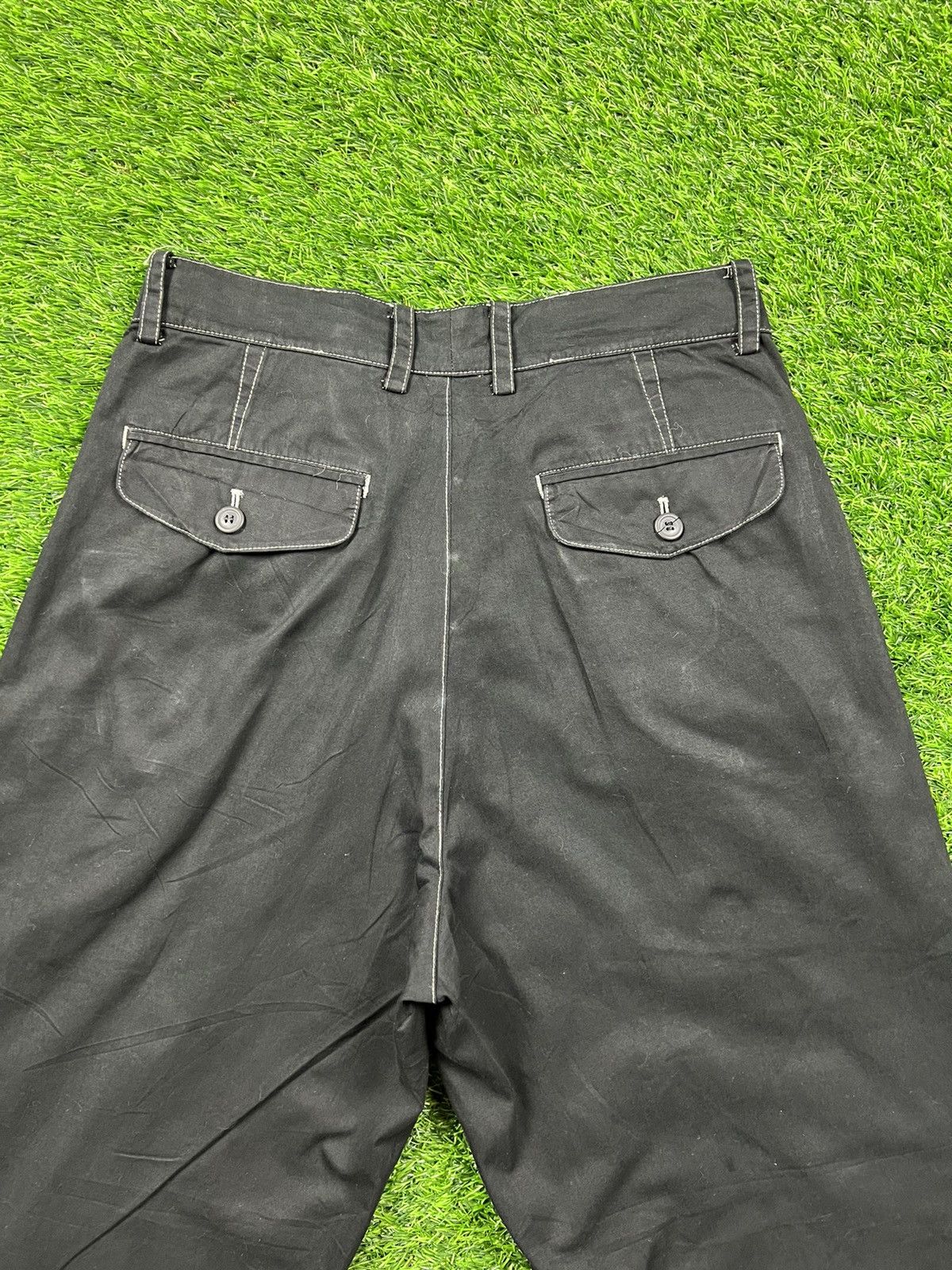 Designer (J279) issey miyake men - black trouser with white stitch Size US 30 / EU 46 - 10 Thumbnail