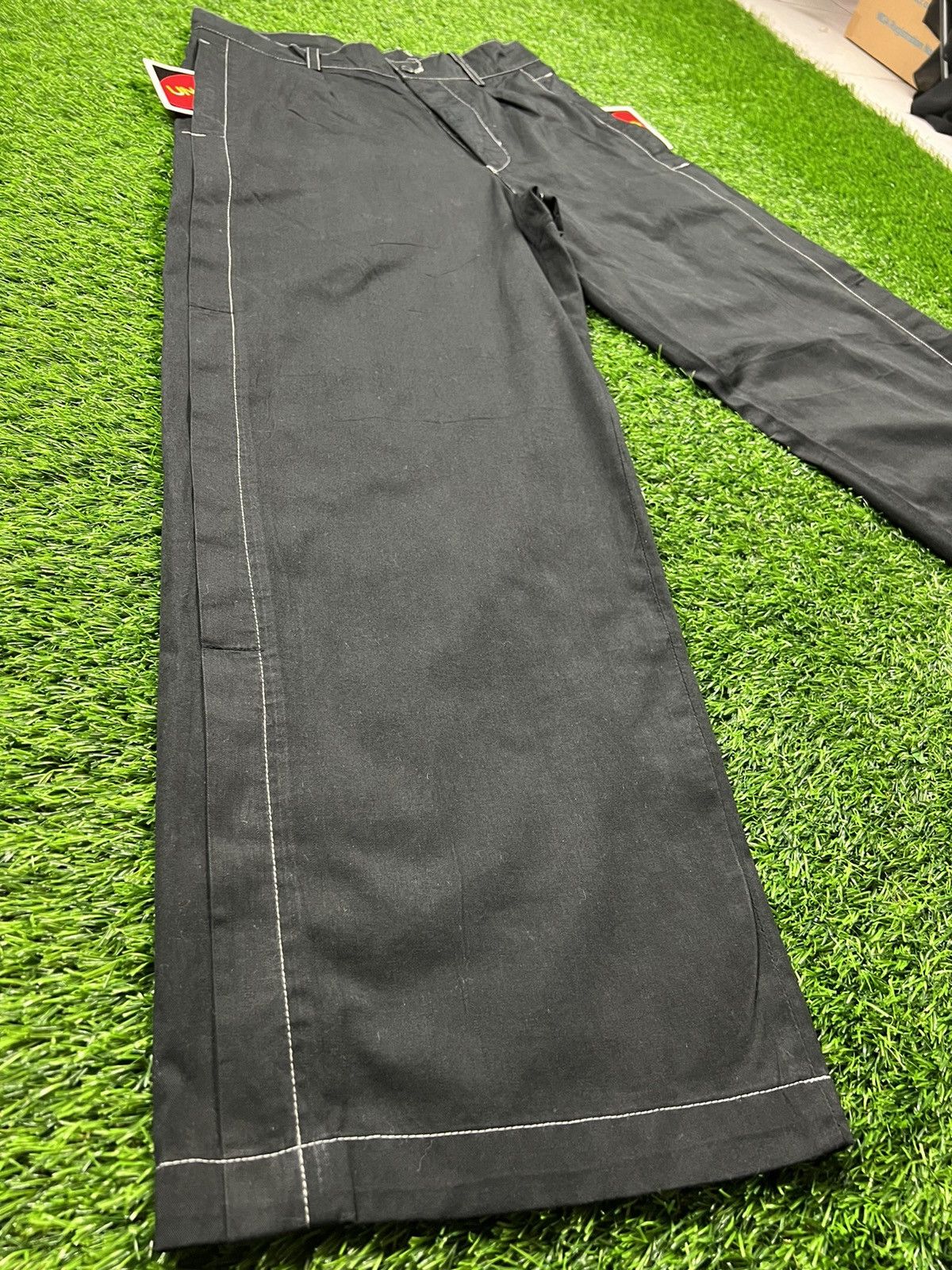 Designer (J279) issey miyake men - black trouser with white stitch Size US 30 / EU 46 - 3 Thumbnail