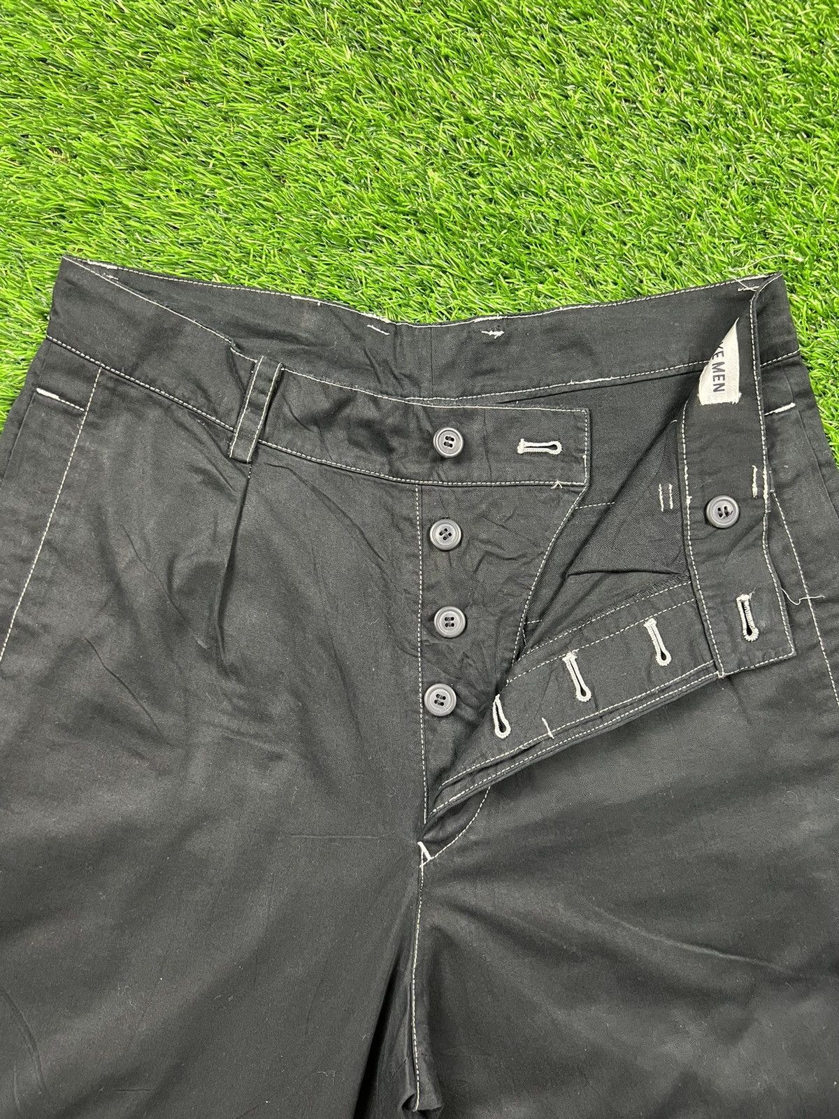 Designer (J279) issey miyake men - black trouser with white stitch Size US 30 / EU 46 - 5 Thumbnail