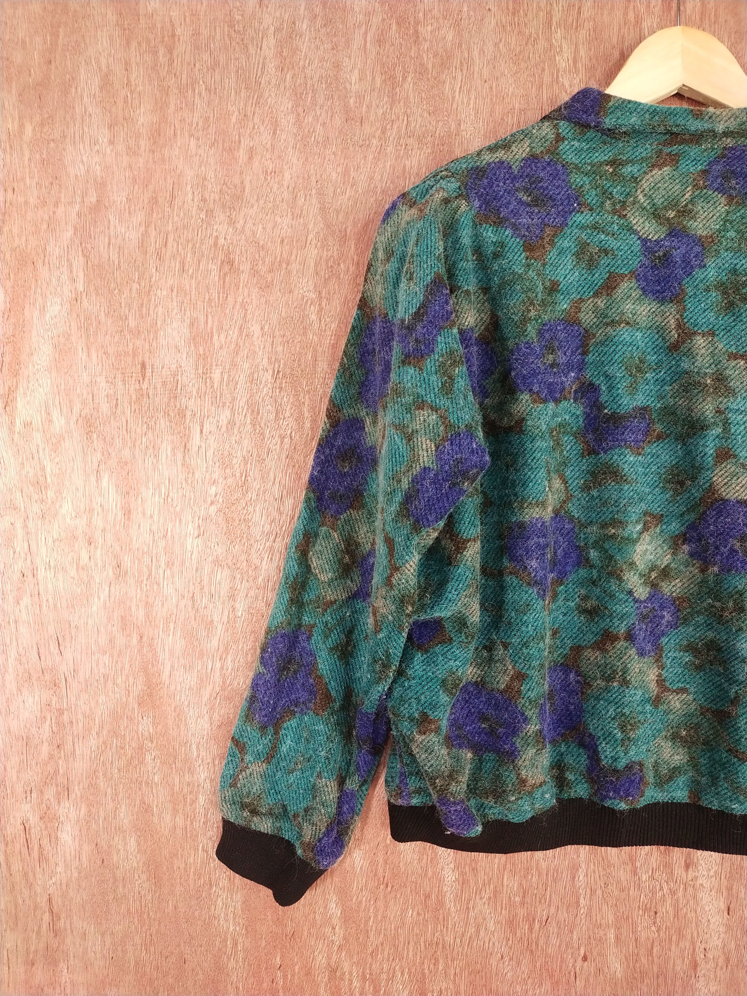 Vintage Masquerade dark green mohair cardigan Knitwear #S104 Size L / US 10 / IT 46 - 8 Thumbnail