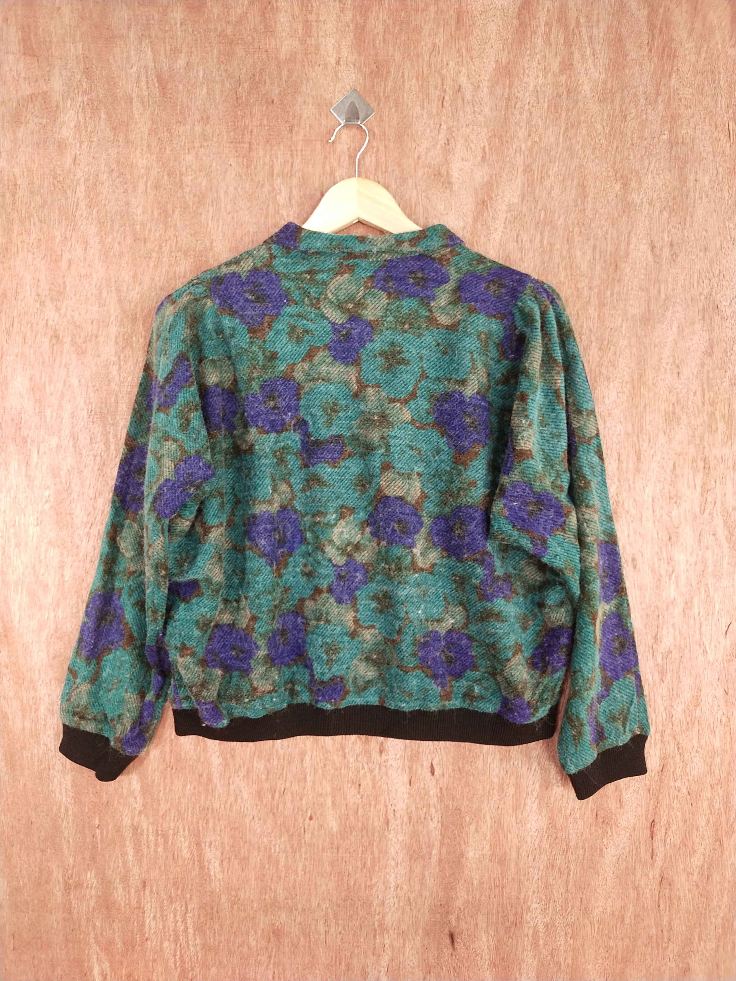 Vintage Masquerade dark green mohair cardigan Knitwear #S104 Size L / US 10 / IT 46 - 6 Thumbnail