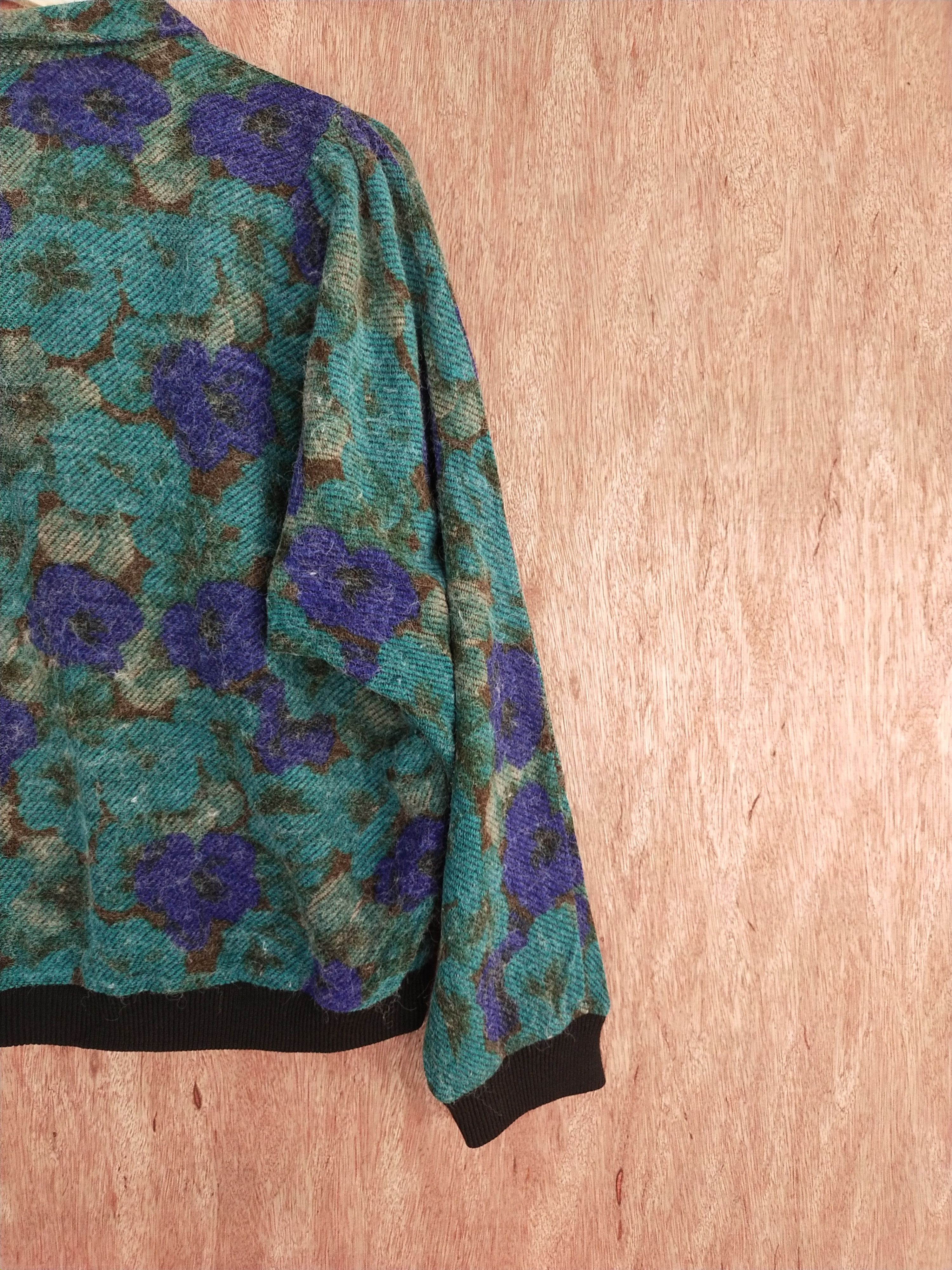 Vintage Masquerade dark green mohair cardigan Knitwear #S104 Size L / US 10 / IT 46 - 7 Thumbnail