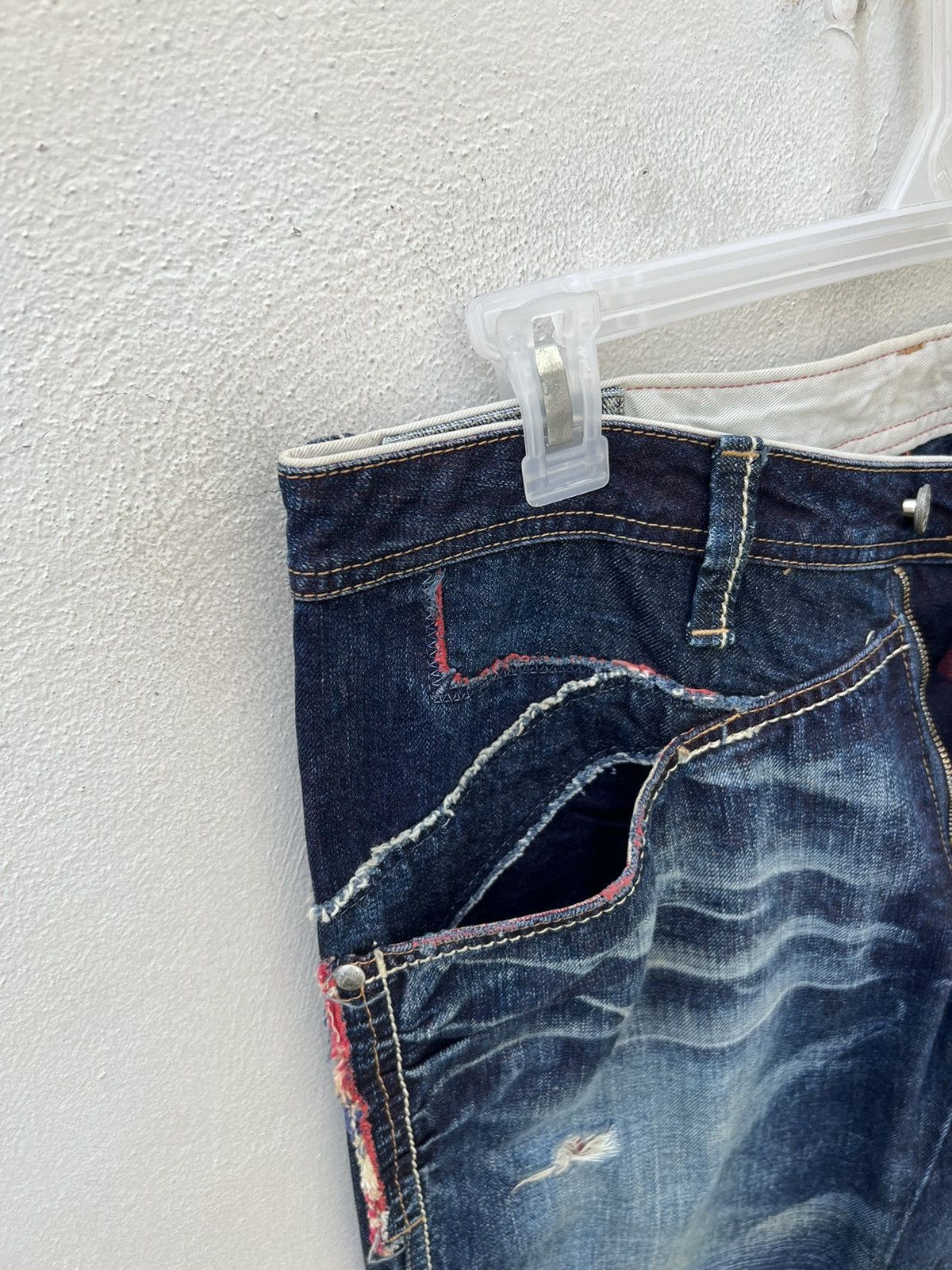Marithe + Francois Girbaud Vintage MFG Rips Distressed Denim Contrast Colour Jeans Size US 32 / EU 48 - 10 Thumbnail