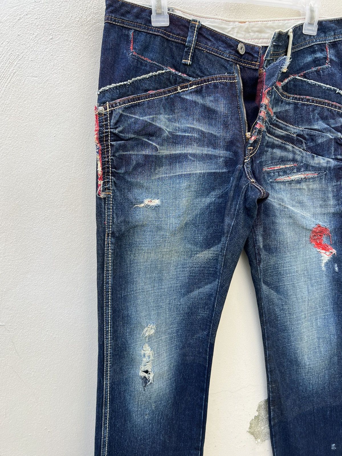 Marithe + Francois Girbaud Vintage MFG Rips Distressed Denim Contrast Colour Jeans Size US 32 / EU 48 - 9 Thumbnail