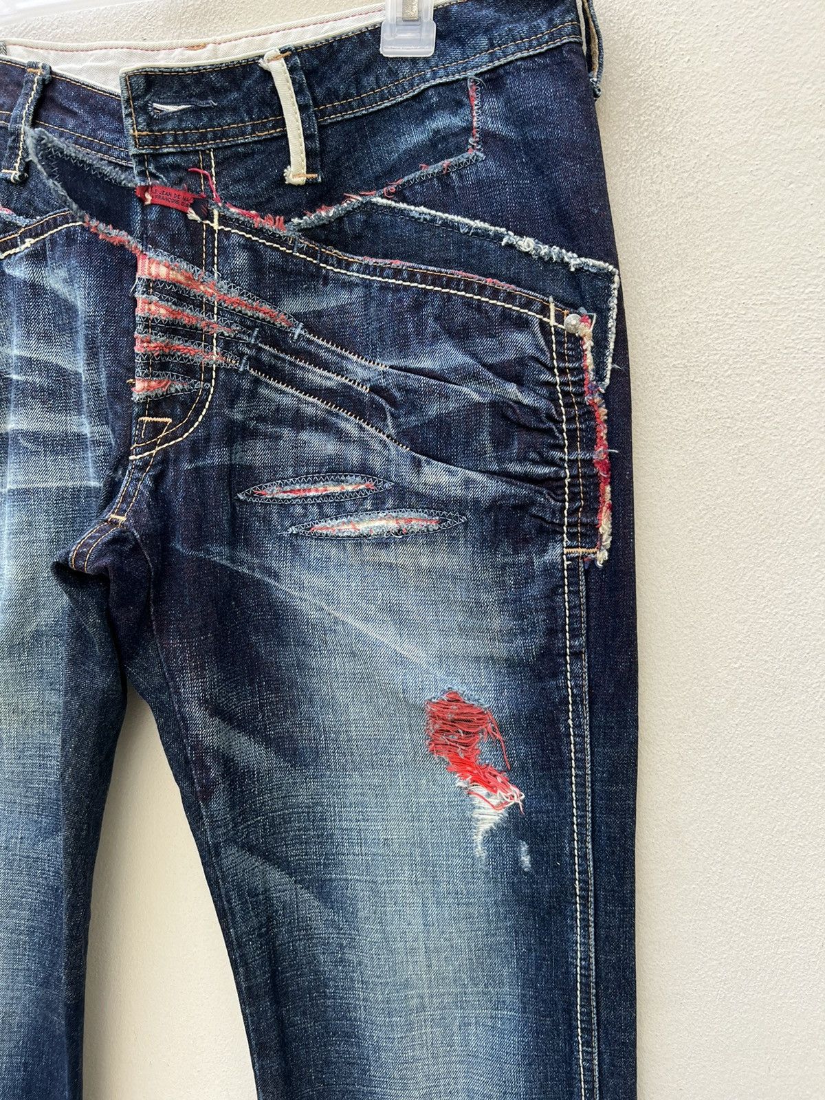 Marithe + Francois Girbaud Vintage MFG Rips Distressed Denim Contrast Colour Jeans Size US 32 / EU 48 - 12 Thumbnail