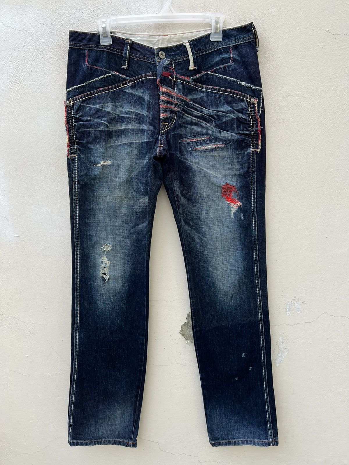Marithe + Francois Girbaud Vintage MFG Rips Distressed Denim Contrast Colour Jeans Size US 32 / EU 48 - 6 Thumbnail