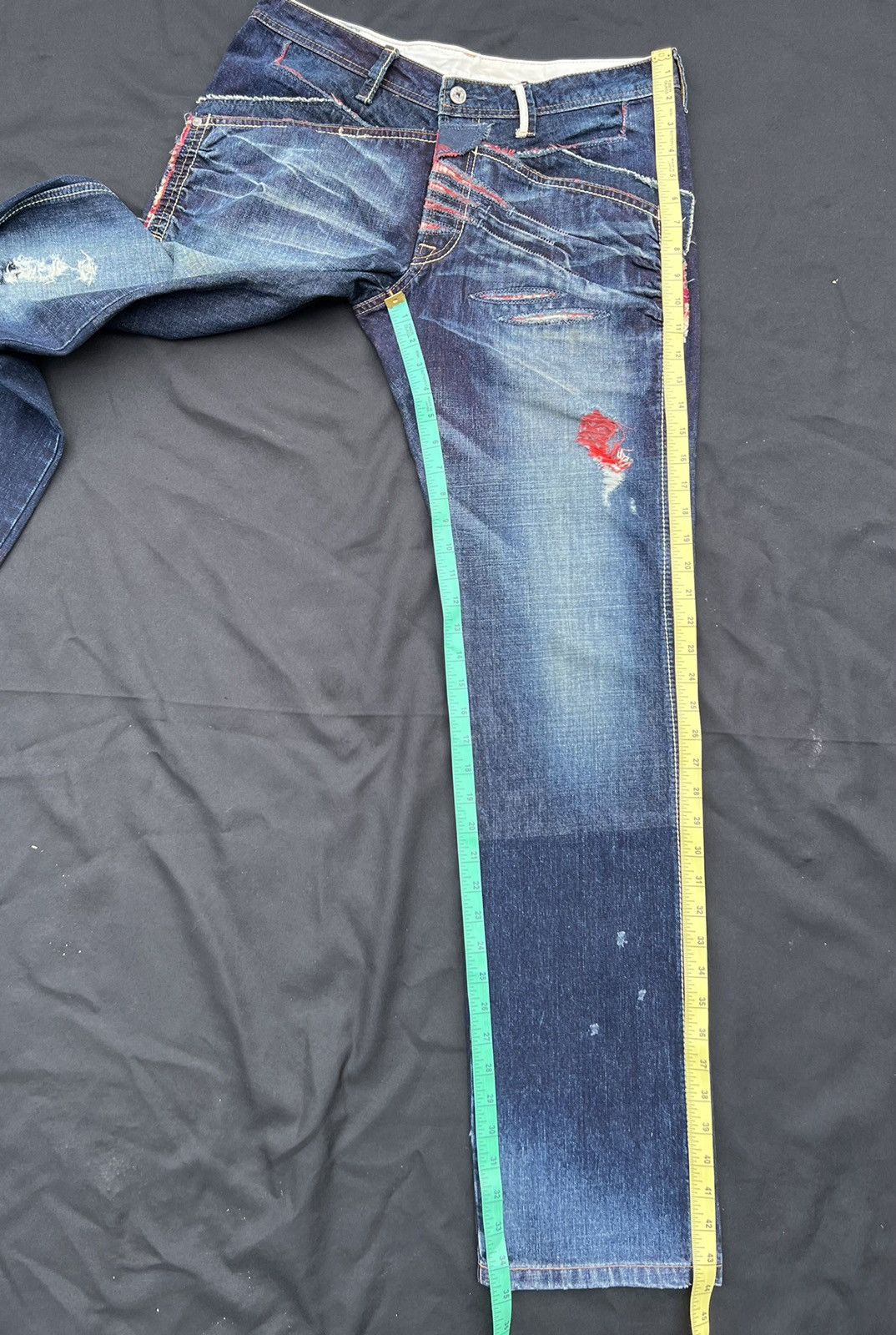 Marithe + Francois Girbaud Vintage MFG Rips Distressed Denim Contrast Colour Jeans Size US 32 / EU 48 - 4 Thumbnail