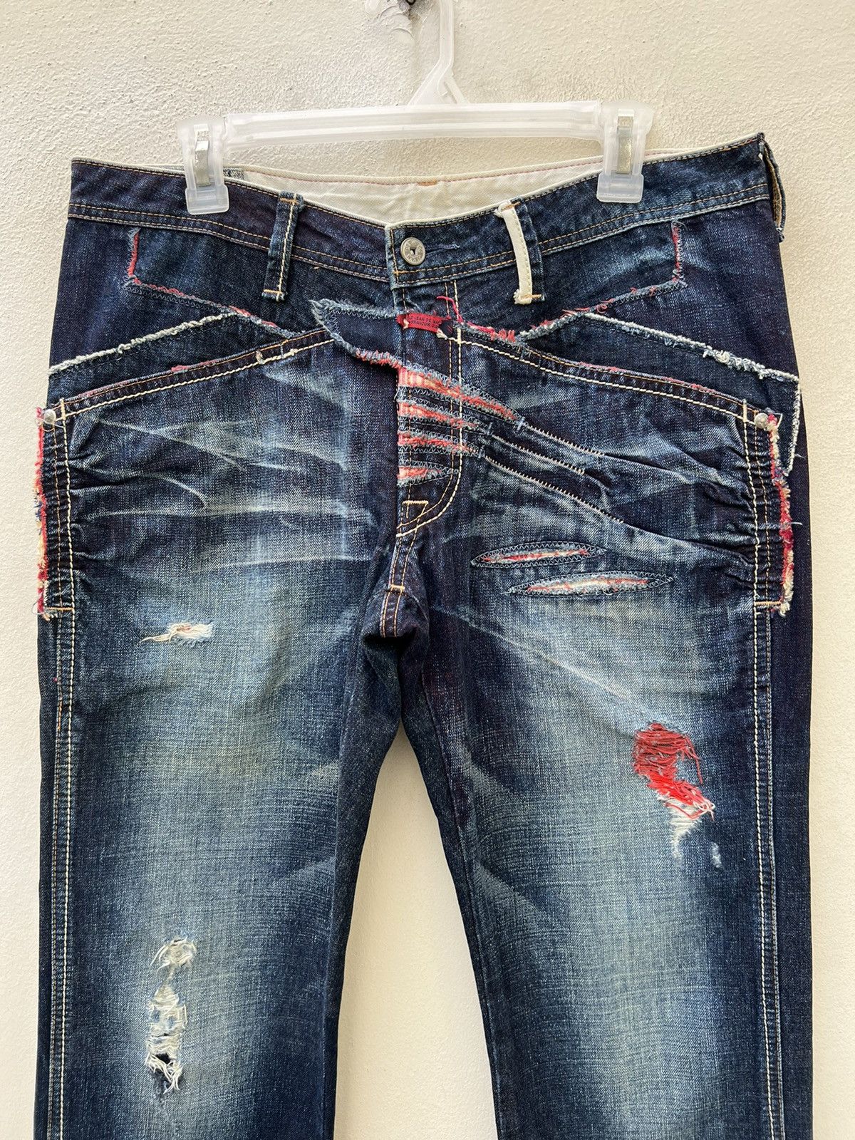 Marithe + Francois Girbaud Vintage MFG Rips Distressed Denim Contrast Colour Jeans Size US 32 / EU 48 - 7 Thumbnail
