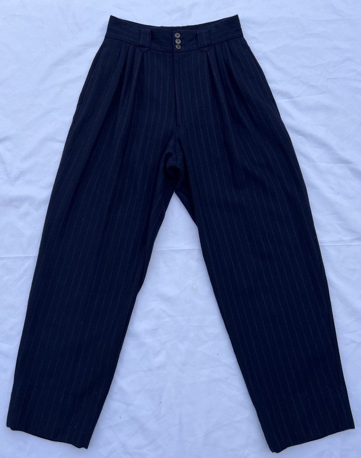 Issey Miyake 90s OLIVIER MASSUGER Paris High Waist Stripes Baggy Trouser Size US 29 - 18 Thumbnail