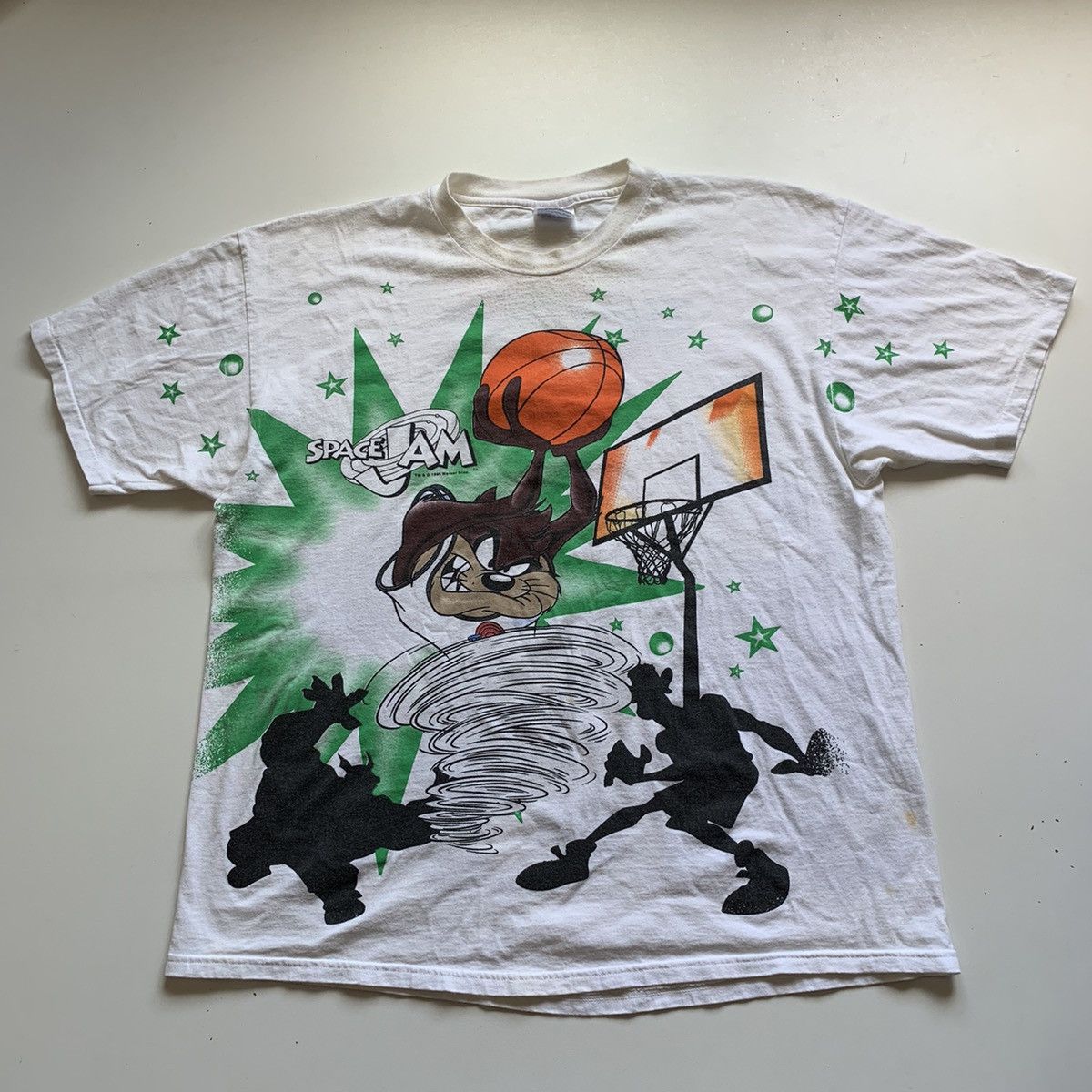 Vintage 1996 Space Jam Movie all over print graphic t shirt