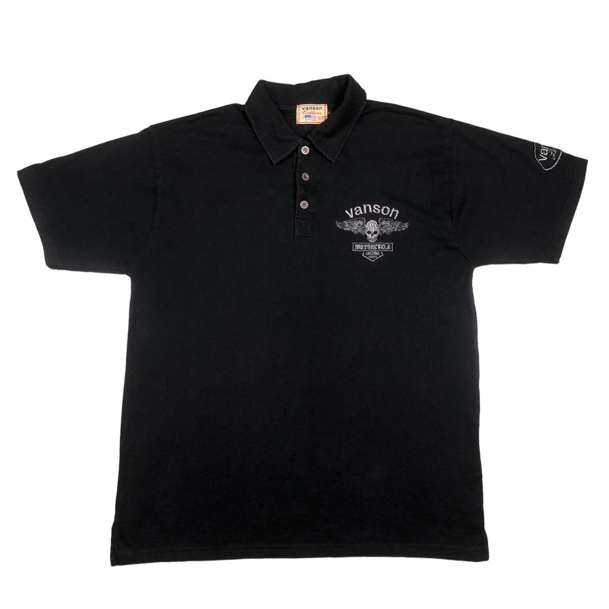 トップス Vanson skull tiger embroidery polo shirt Vanson Leathers Vanson Leather Embroidered Skull Logo Polo