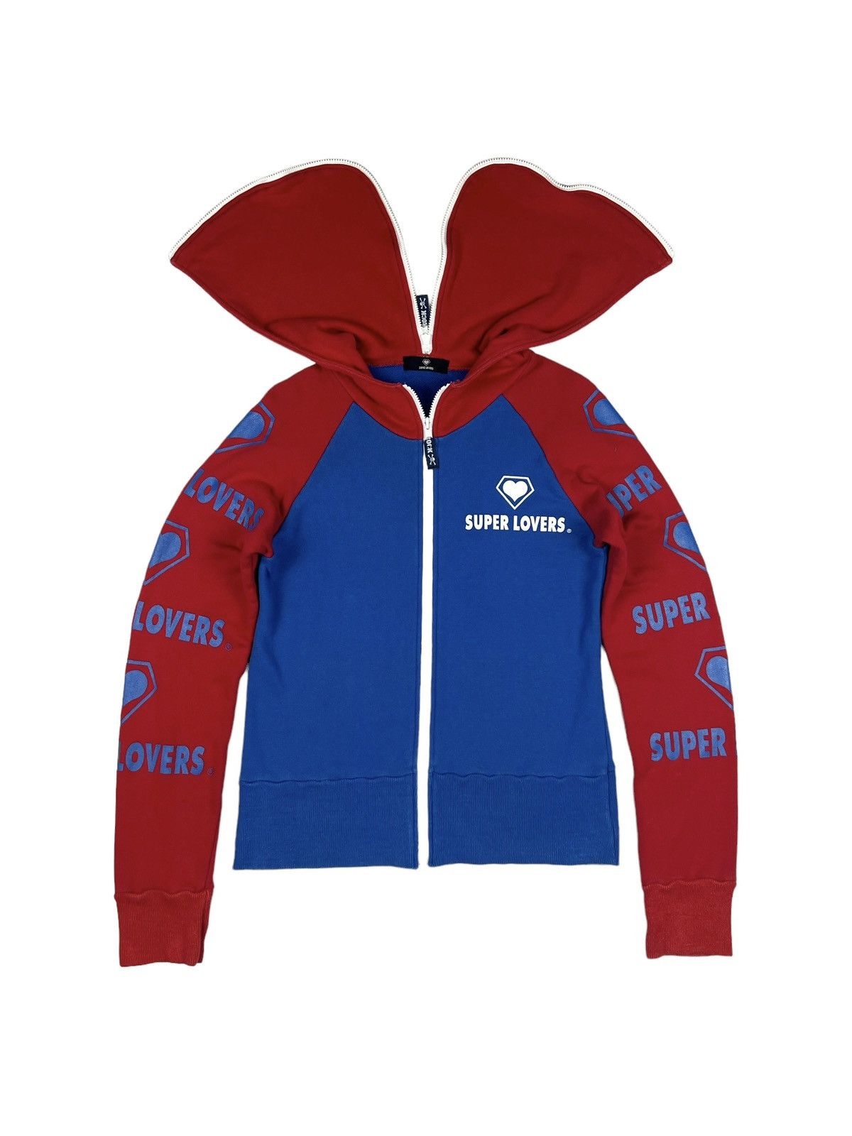image of Lovers Rock Super Lovers Zipper Hoodie in Blue/Red, Women's (Size Medium)