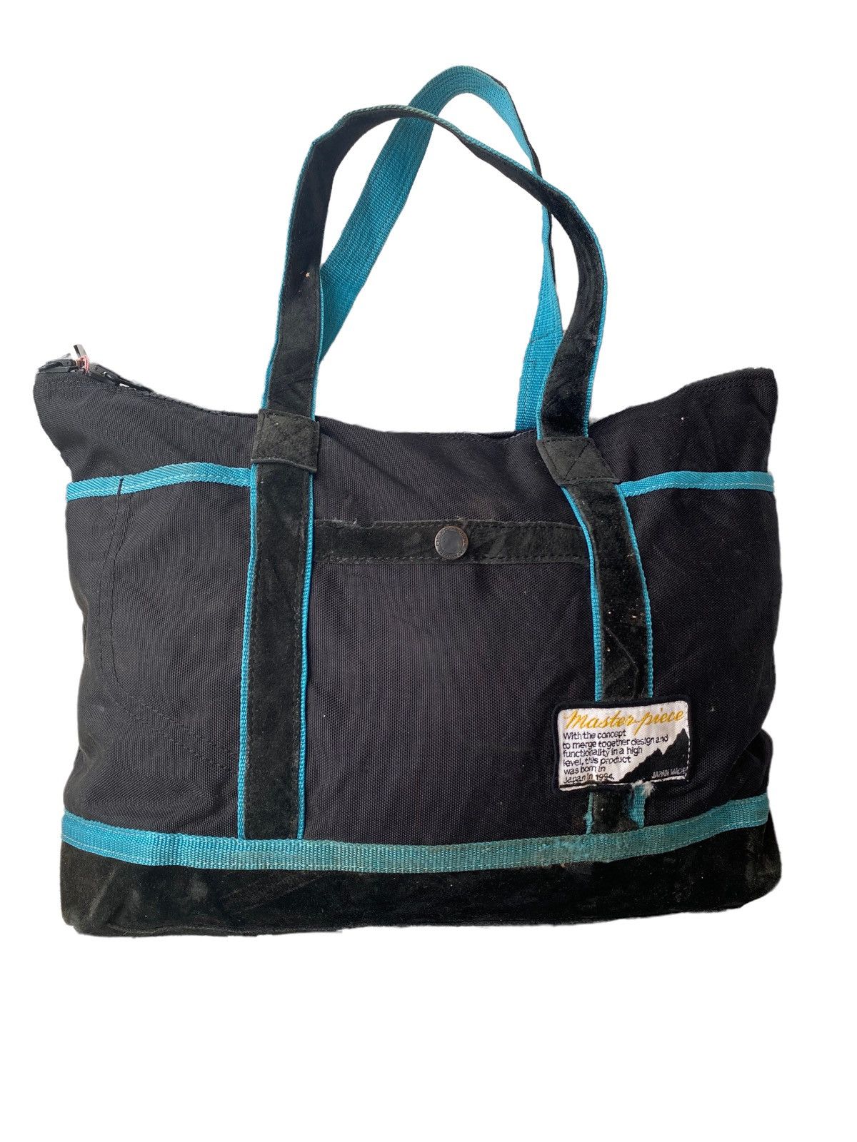 image of Masterpiece Japan Tote Bag Trim With Suede Leather in Black, Men's