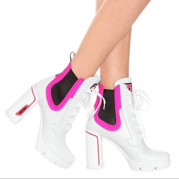Prada Prada Heeled Lace-Up Biker Monolith Boots Size US 9.5 / IT 39.5 - 10 Thumbnail