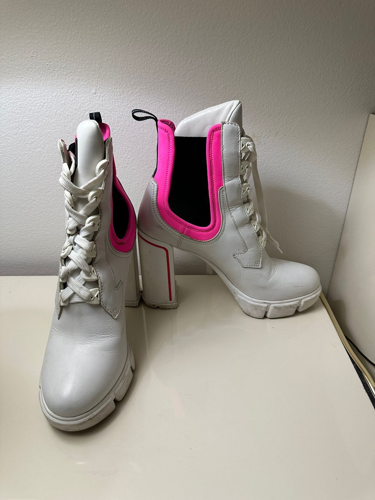Prada Prada Heeled Lace-Up Biker Monolith Boots Size US 9.5 / IT 39.5 - 2 Thumbnail