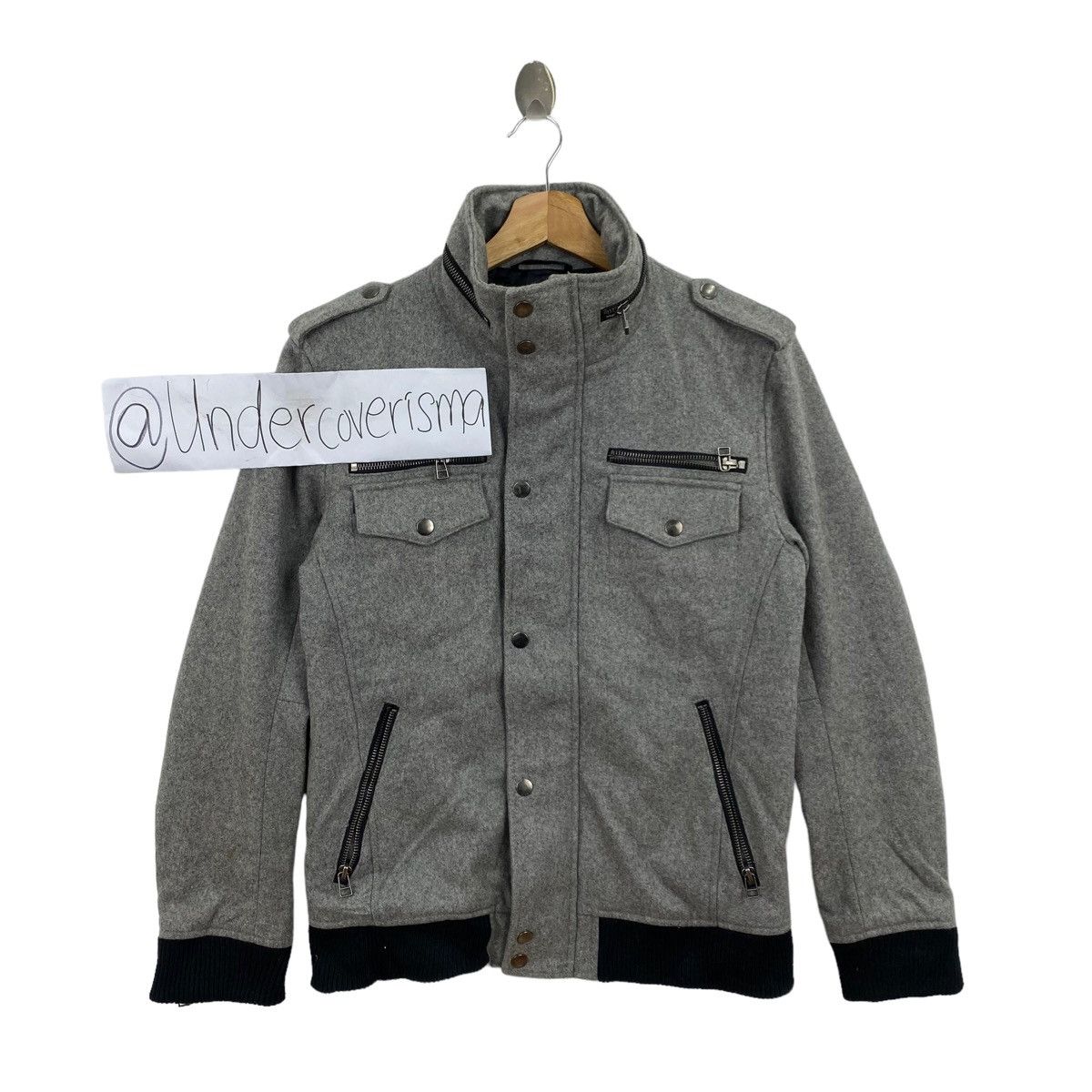 SEMANTIC DESIGN Japanese Brand Multi Pocket Button Up Wool