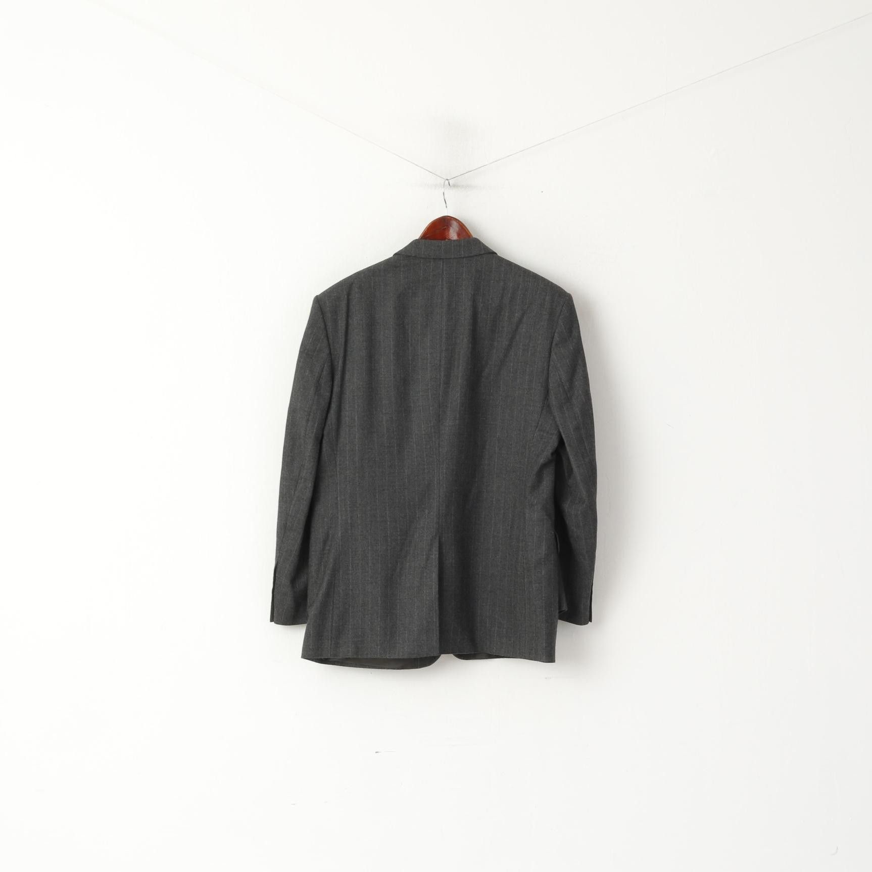 Pierre Cardin Pierre Cardin Men 50 40 Blazer Gray Striped Wool 6965 Size 40R - 7 Thumbnail