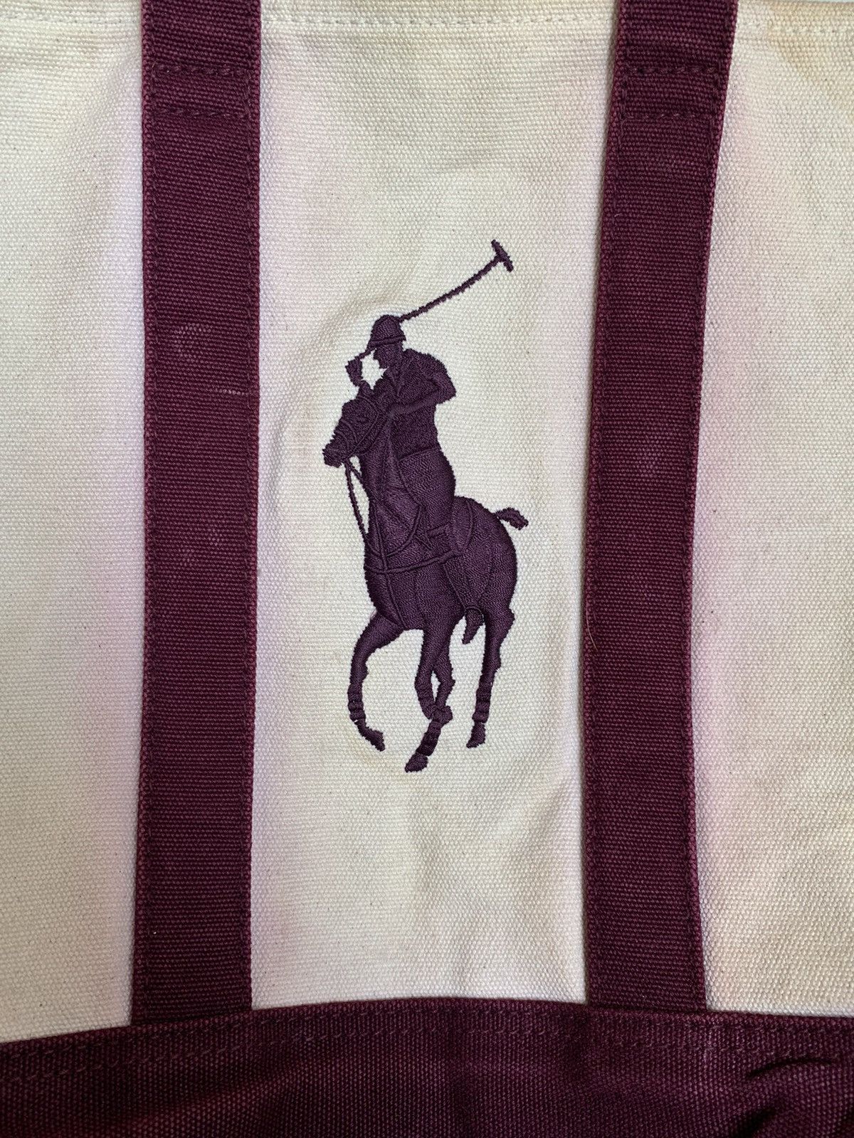 Polo Ralph Lauren POLO RALPH LAUREN TOTEBAG CANVAS WHITE-MAROON Size ONE SIZE - 5 Thumbnail