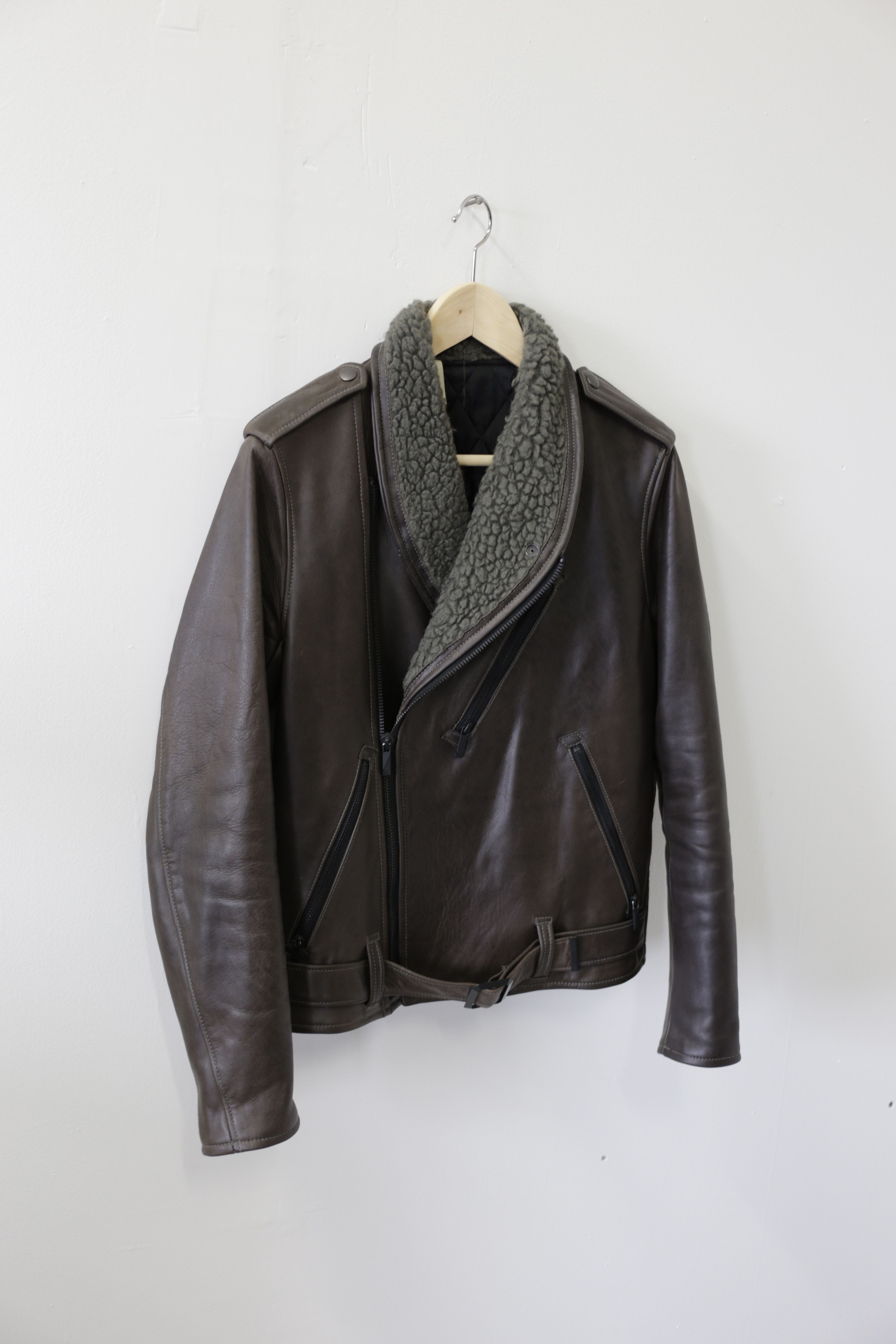 Shawl Collar Leather Jacket