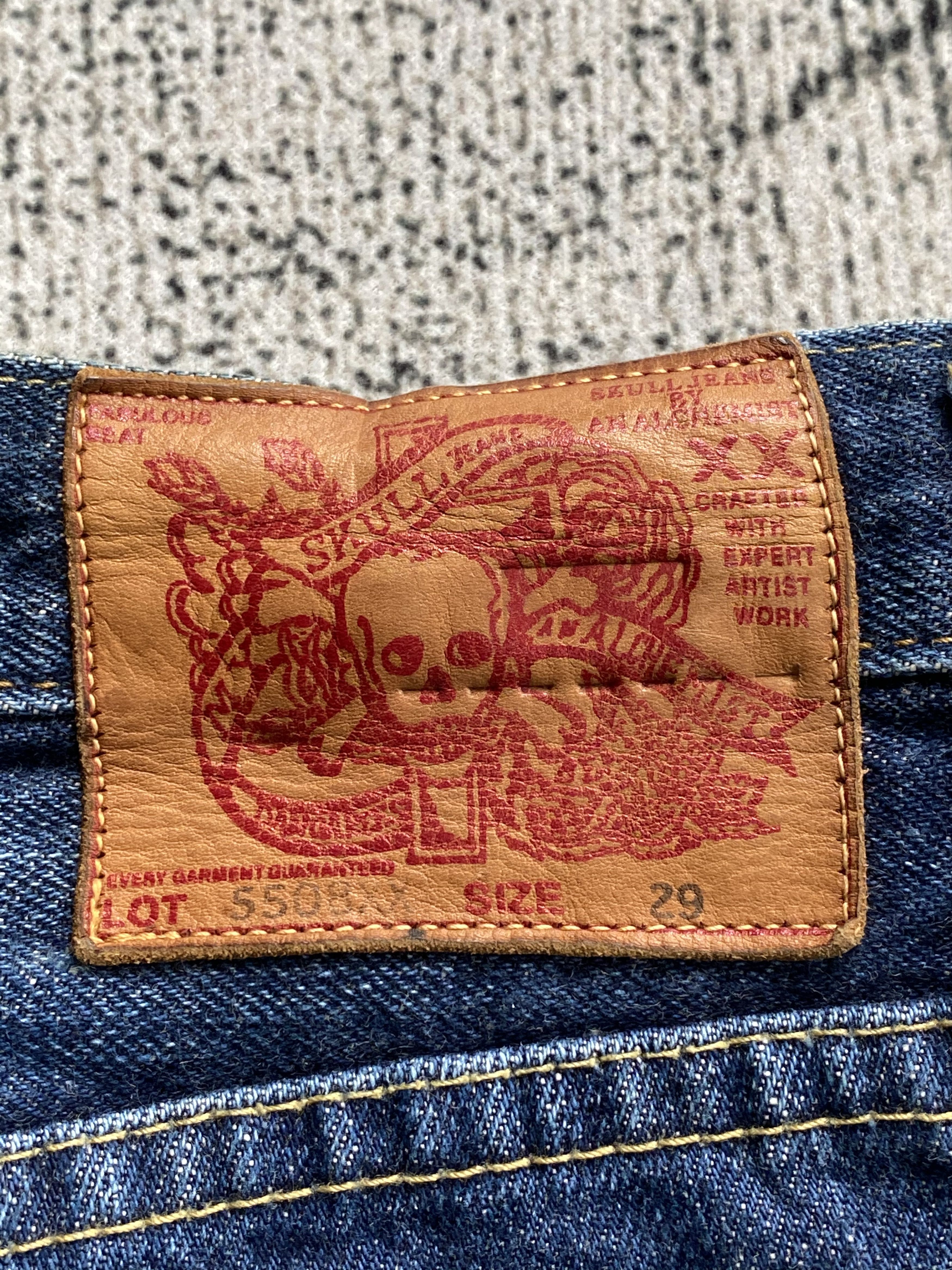 Alchemist RARE🔥Vintage Skull Jeans by Alchemist Slim Flare Punk Jeans Size US 29 - 14 Thumbnail