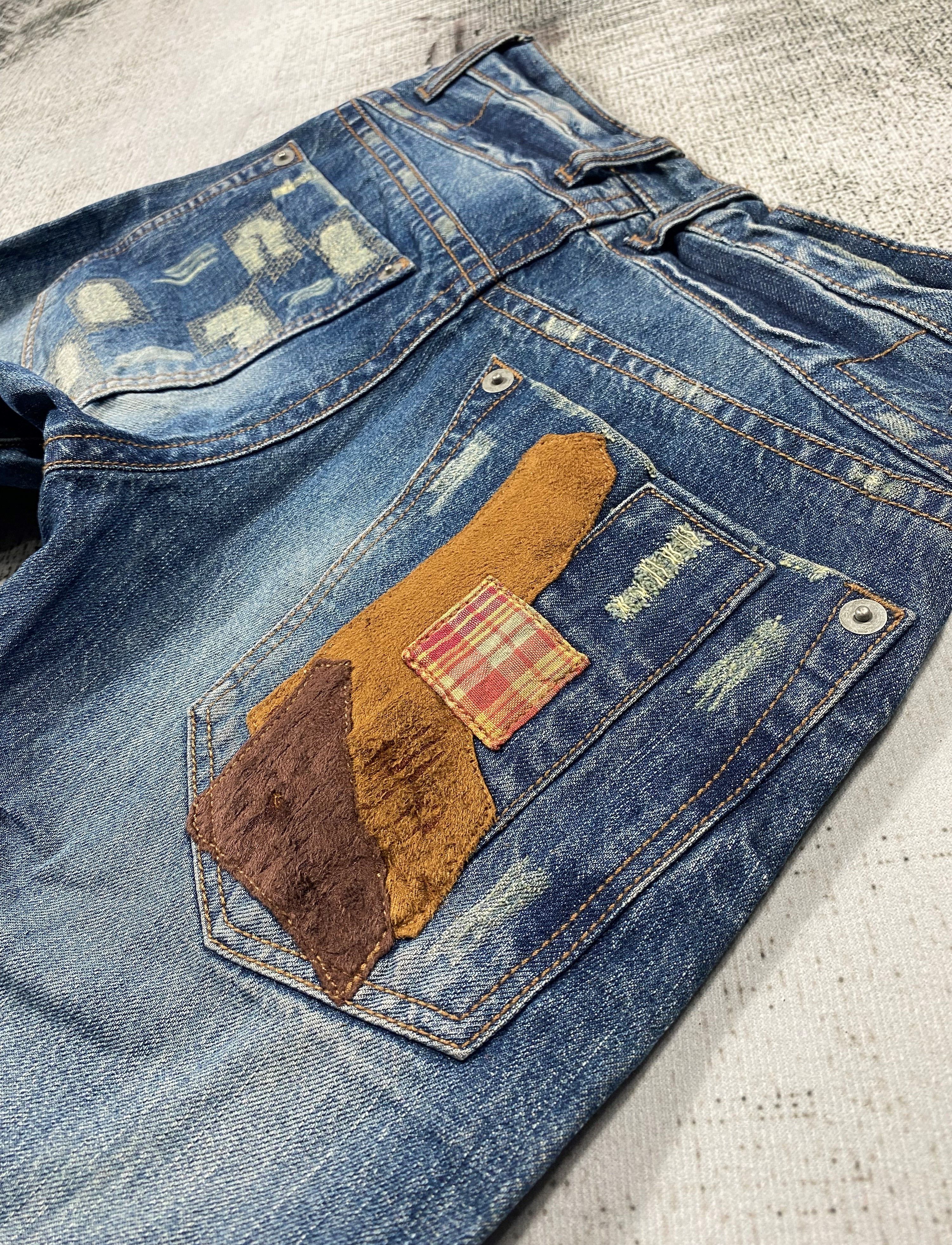 花京院典明　J-WORLD Vintage Japanese Brand Patchwork Distressed Denim