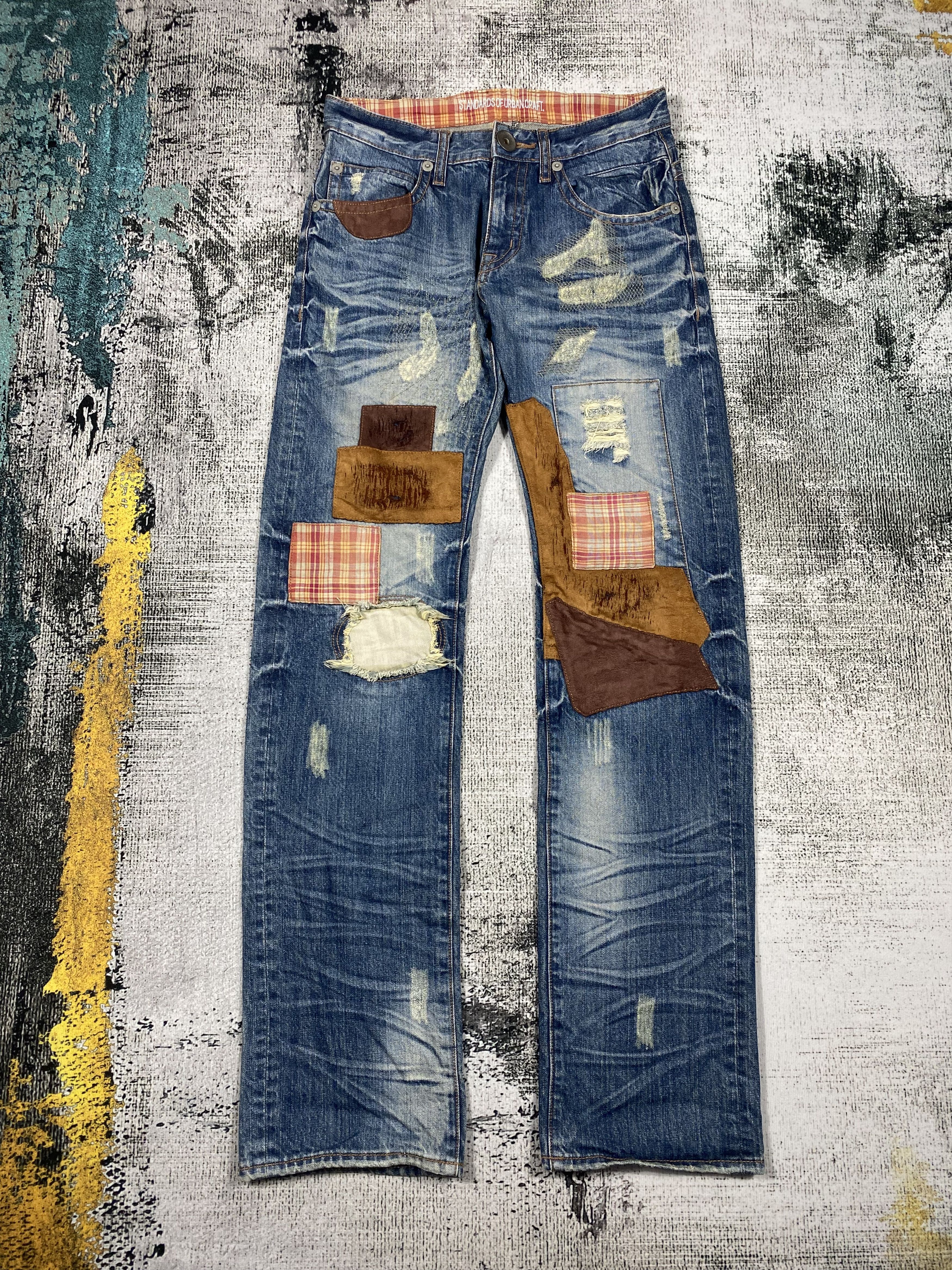 Japanese Brand RARE🔥Vintage Japanese Brand Patchwork Distressed Denim Size US 29 - 1 Thumbnail