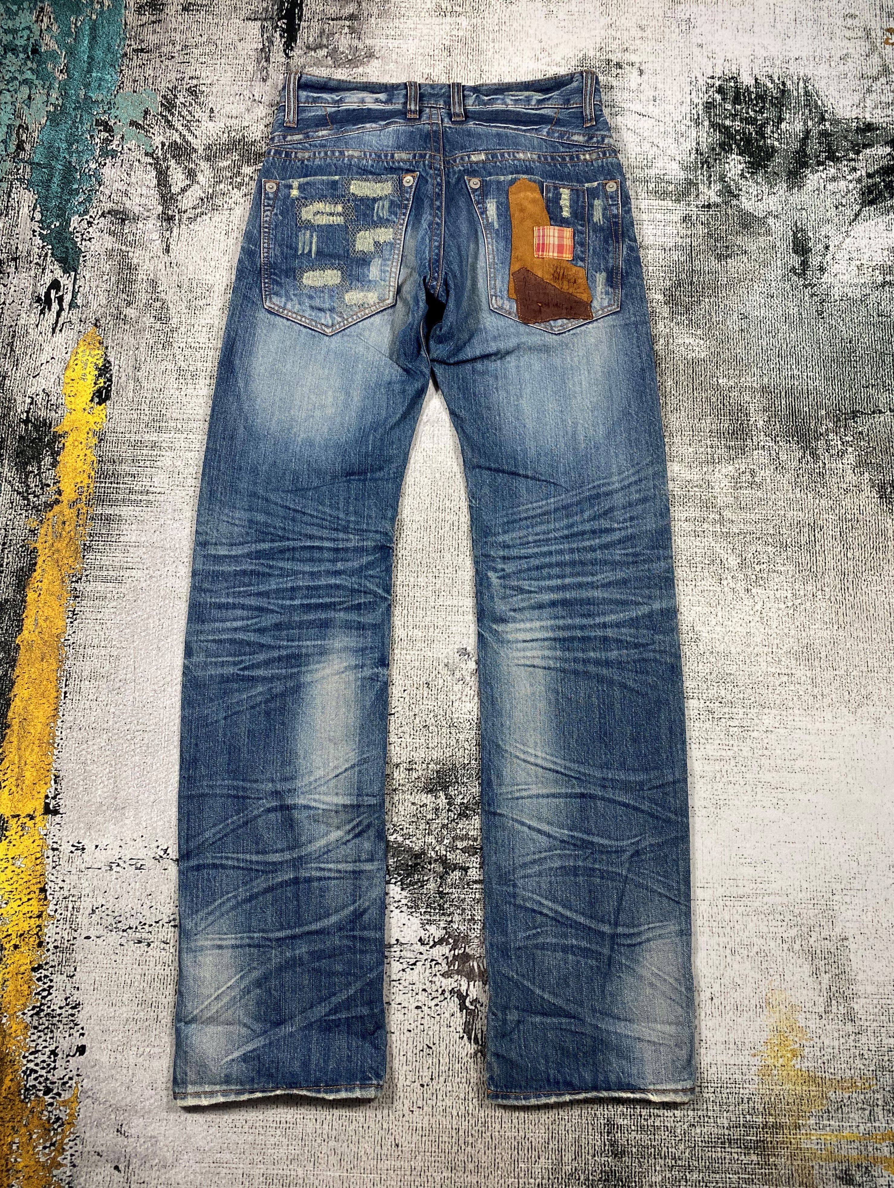 Japanese Brand RARE🔥Vintage Japanese Brand Patchwork Distressed Denim Size US 29 - 2 Thumbnail