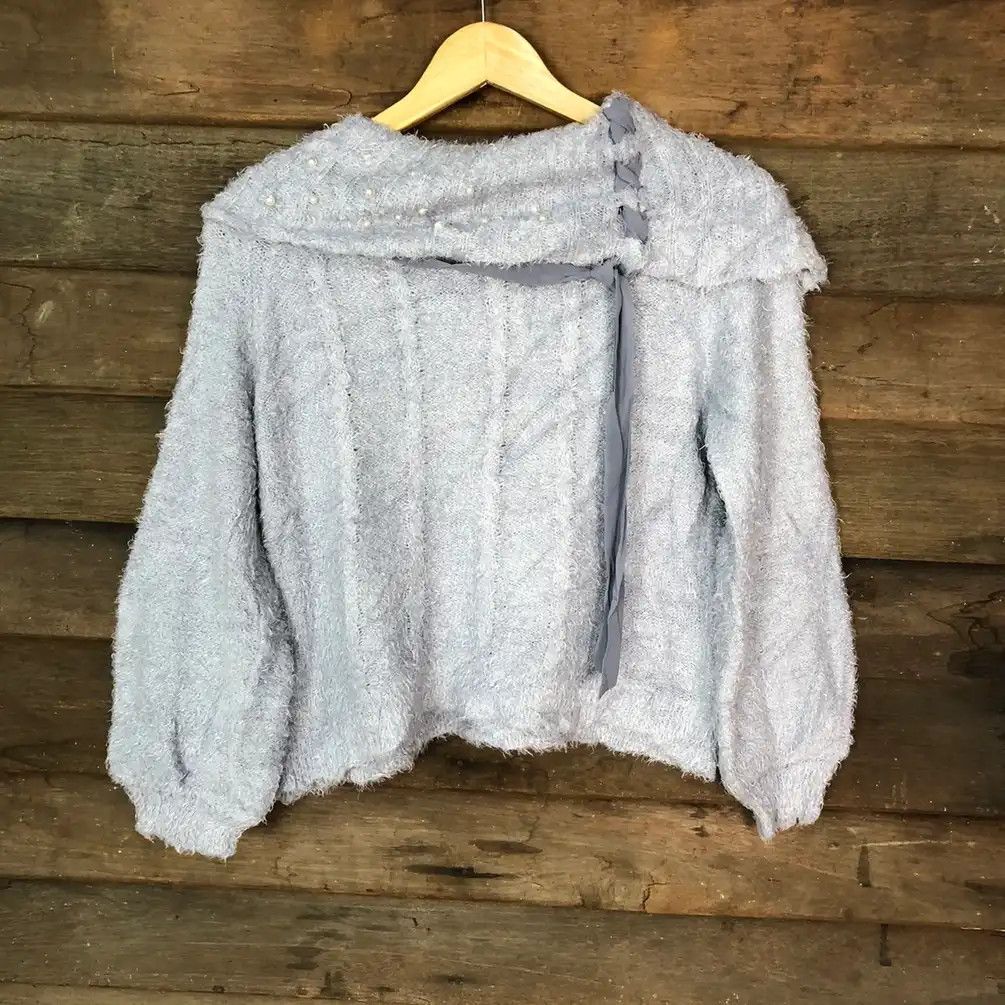 Homespun Knitwear × Japanese Brand Axes Femme Blue Shag Shaggy Fur Mohair Knitwear #725 Size M / US 6-8 / IT 42-44 - 3 Thumbnail