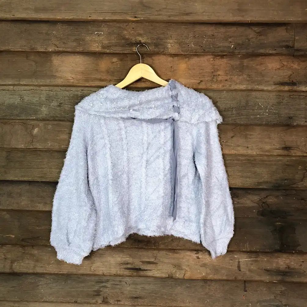 Homespun Knitwear × Japanese Brand Axes Femme Blue Shag Shaggy Fur Mohair Knitwear #725 Size M / US 6-8 / IT 42-44 - 1 Thumbnail