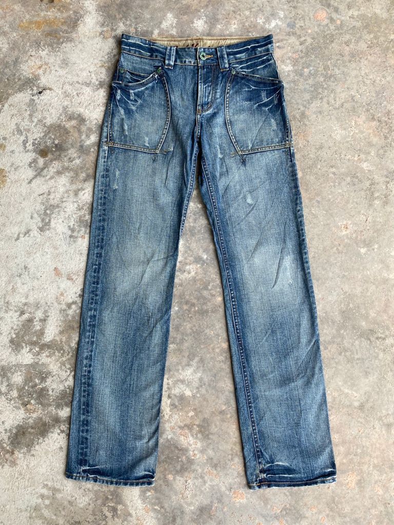Japanese Brand × Vintage Japanese Back Number Light Wash Distressed Denim Size US 29 - 1 Thumbnail