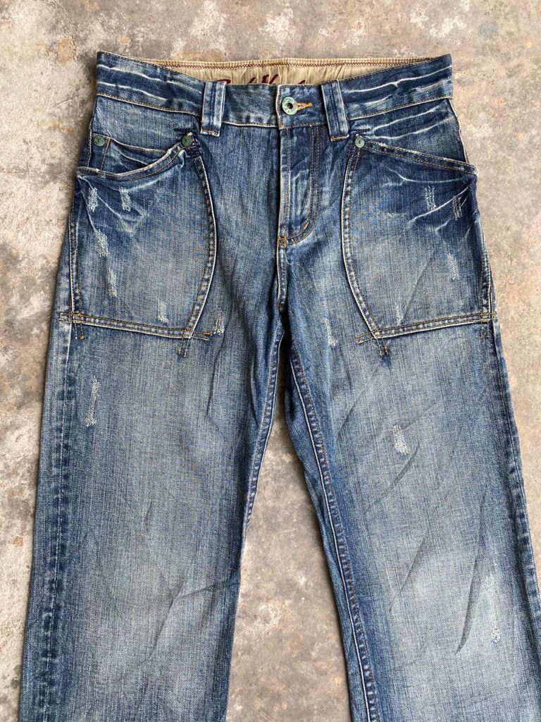 Japanese Brand × Vintage Japanese Back Number Light Wash Distressed Denim Size US 29 - 3 Thumbnail