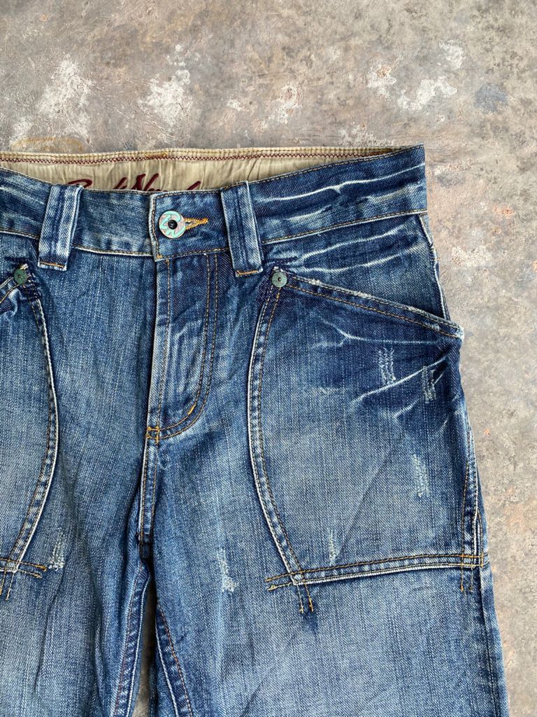 Japanese Brand × Vintage Japanese Back Number Light Wash Distressed Denim Size US 29 - 5 Thumbnail