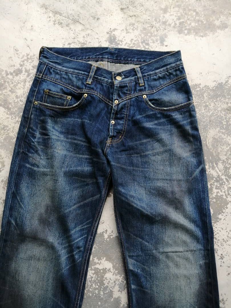 Japanese Brand RARE🔥Faded Wash Dirty Whisker Gang Sterrville Redline Jeans Size US 32 / EU 48 - 4 Thumbnail