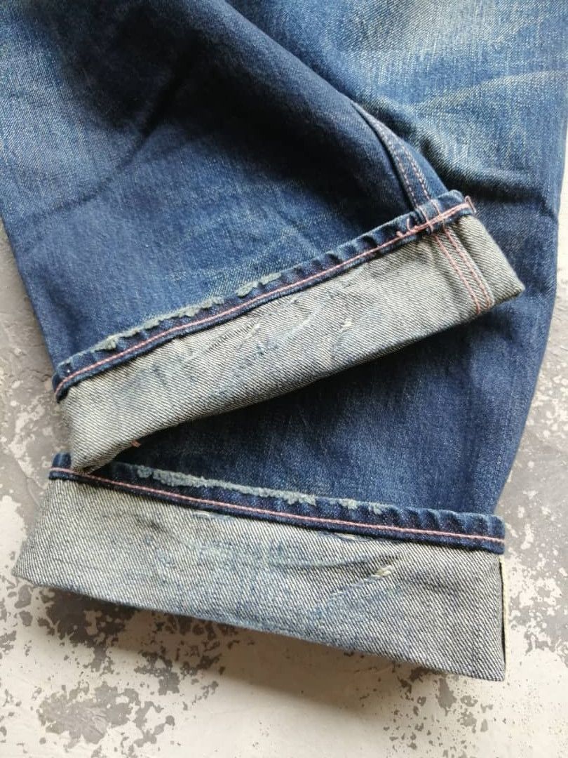 Japanese Brand RARE🔥Faded Wash Dirty Whisker Gang Sterrville Redline Jeans Size US 32 / EU 48 - 16 Thumbnail