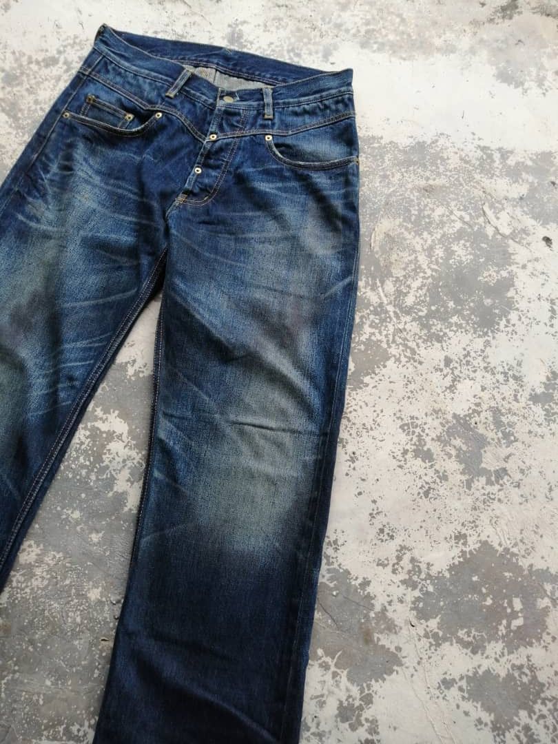 Japanese Brand RARE🔥Faded Wash Dirty Whisker Gang Sterrville Redline Jeans Size US 32 / EU 48 - 6 Thumbnail