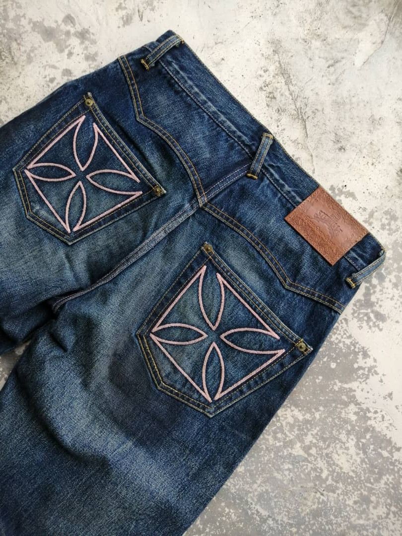 Japanese Brand RARE🔥Faded Wash Dirty Whisker Gang Sterrville Redline Jeans Size US 32 / EU 48 - 14 Thumbnail