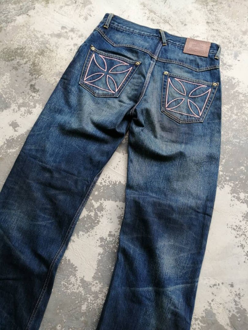 Japanese Brand RARE🔥Faded Wash Dirty Whisker Gang Sterrville Redline Jeans Size US 32 / EU 48 - 13 Thumbnail