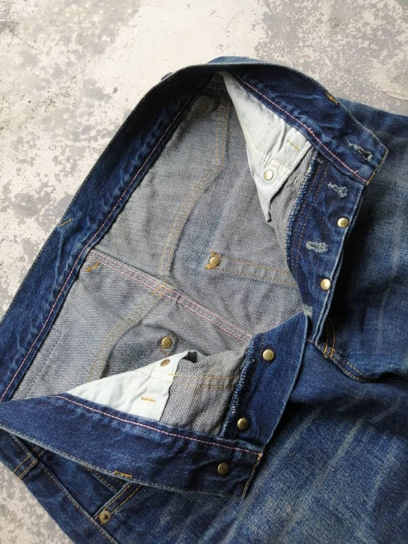 Japanese Brand RARE🔥Faded Wash Dirty Whisker Gang Sterrville Redline Jeans Size US 32 / EU 48 - 12 Thumbnail