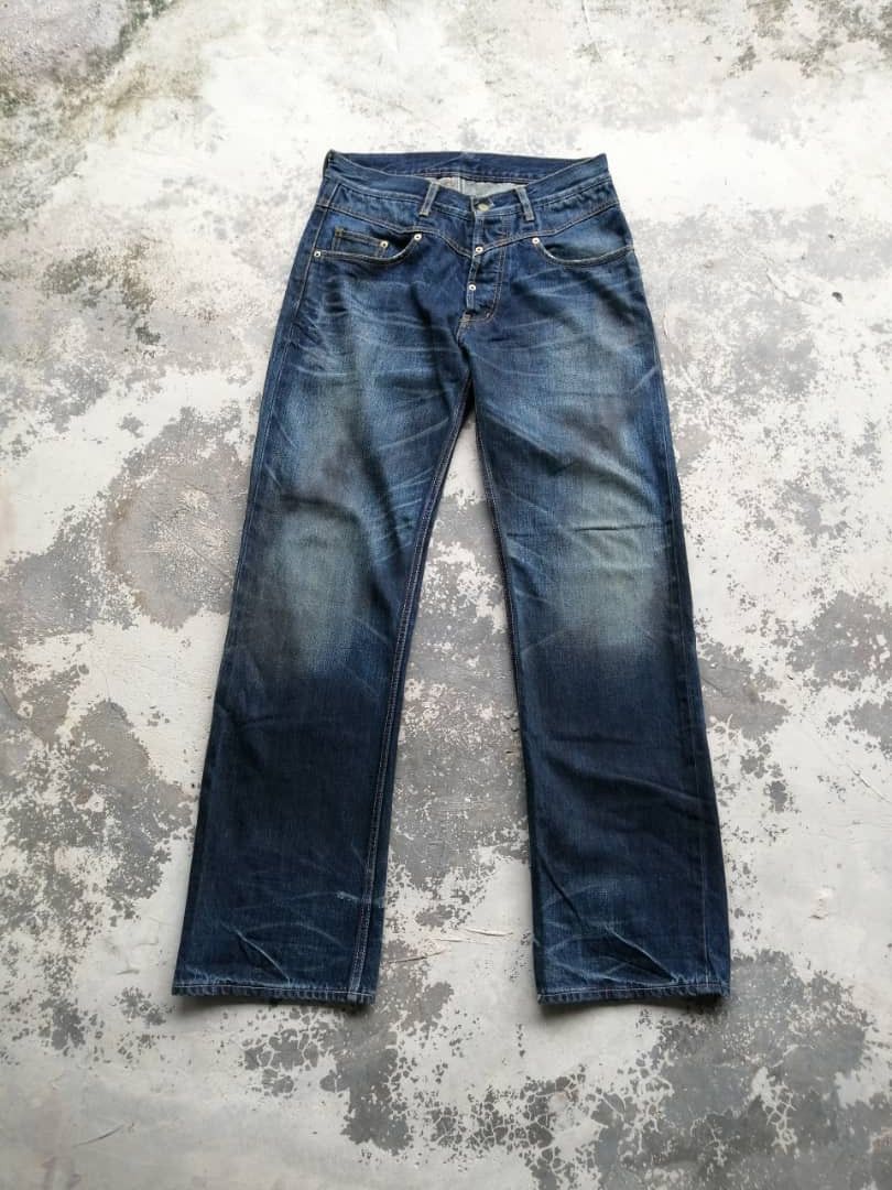Japanese Brand RARE🔥Faded Wash Dirty Whisker Gang Sterrville Redline Jeans Size US 32 / EU 48 - 2 Thumbnail