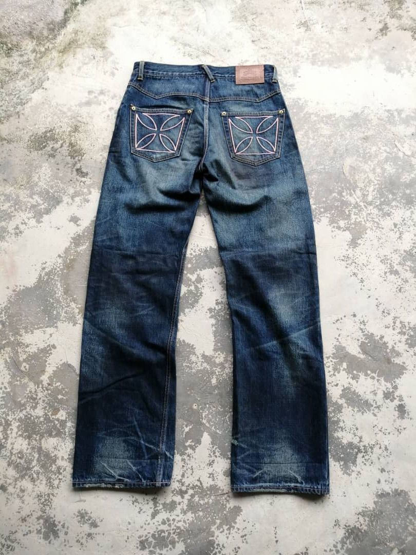 Japanese Brand RARE🔥Faded Wash Dirty Whisker Gang Sterrville Redline Jeans Size US 32 / EU 48 - 1 Thumbnail