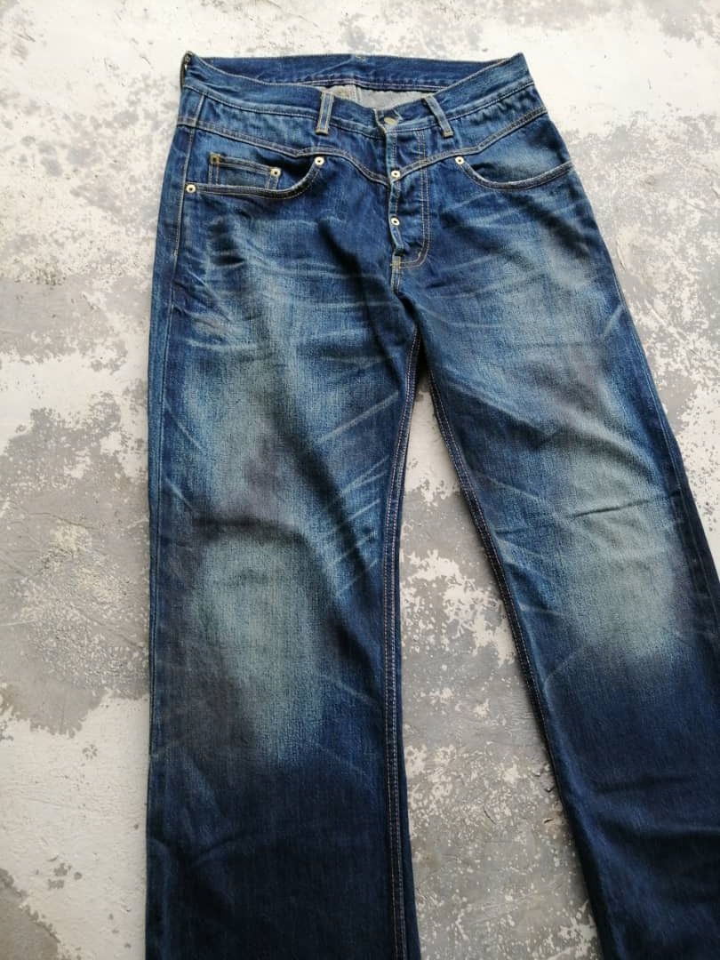 Japanese Brand RARE🔥Faded Wash Dirty Whisker Gang Sterrville Redline Jeans Size US 32 / EU 48 - 5 Thumbnail