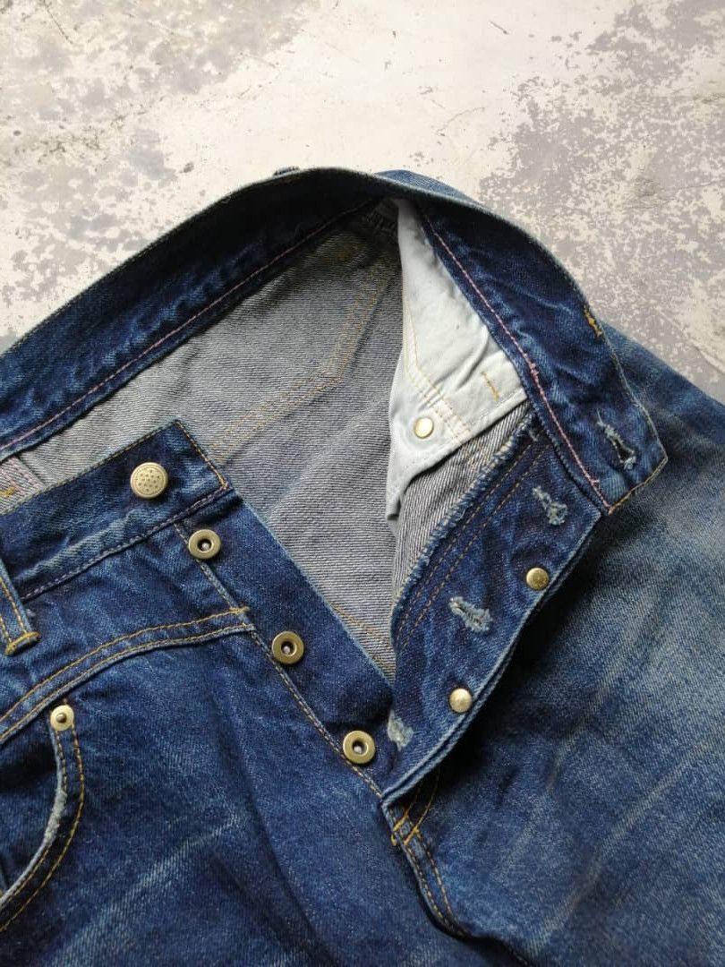 Japanese Brand RARE🔥Faded Wash Dirty Whisker Gang Sterrville Redline Jeans Size US 32 / EU 48 - 9 Thumbnail