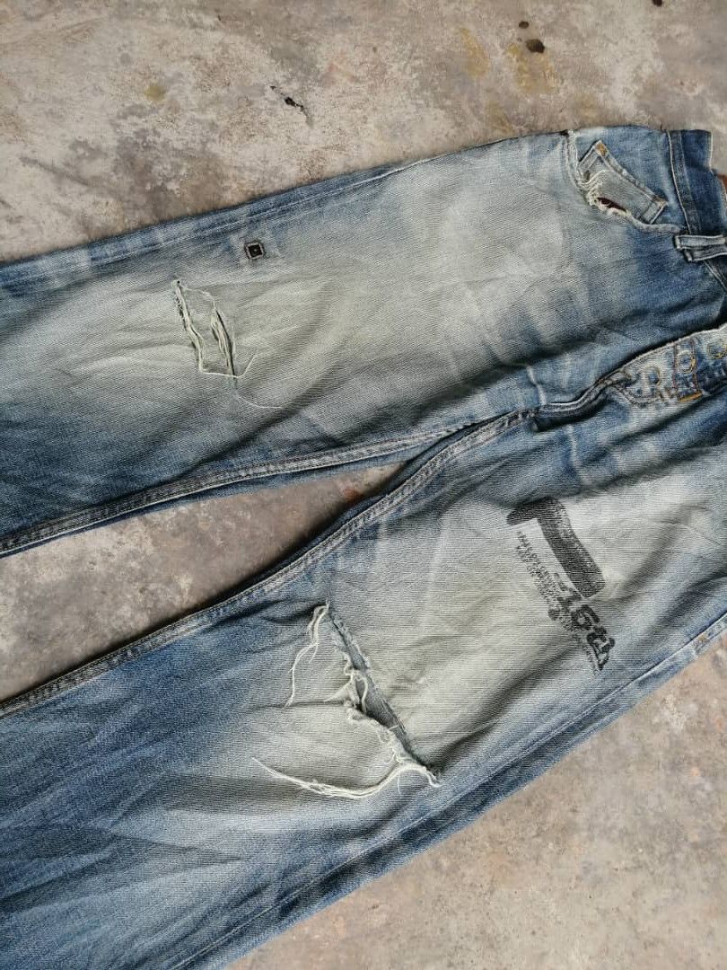 Other Faded Wash The Denim Factory Distressed Denim Jeans Size US 34 / EU 50 - 5 Thumbnail