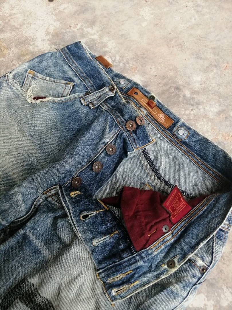 Other Faded Wash The Denim Factory Distressed Denim Jeans Size US 34 / EU 50 - 8 Thumbnail