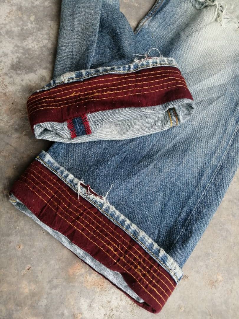 Other Faded Wash The Denim Factory Distressed Denim Jeans Size US 34 / EU 50 - 17 Thumbnail